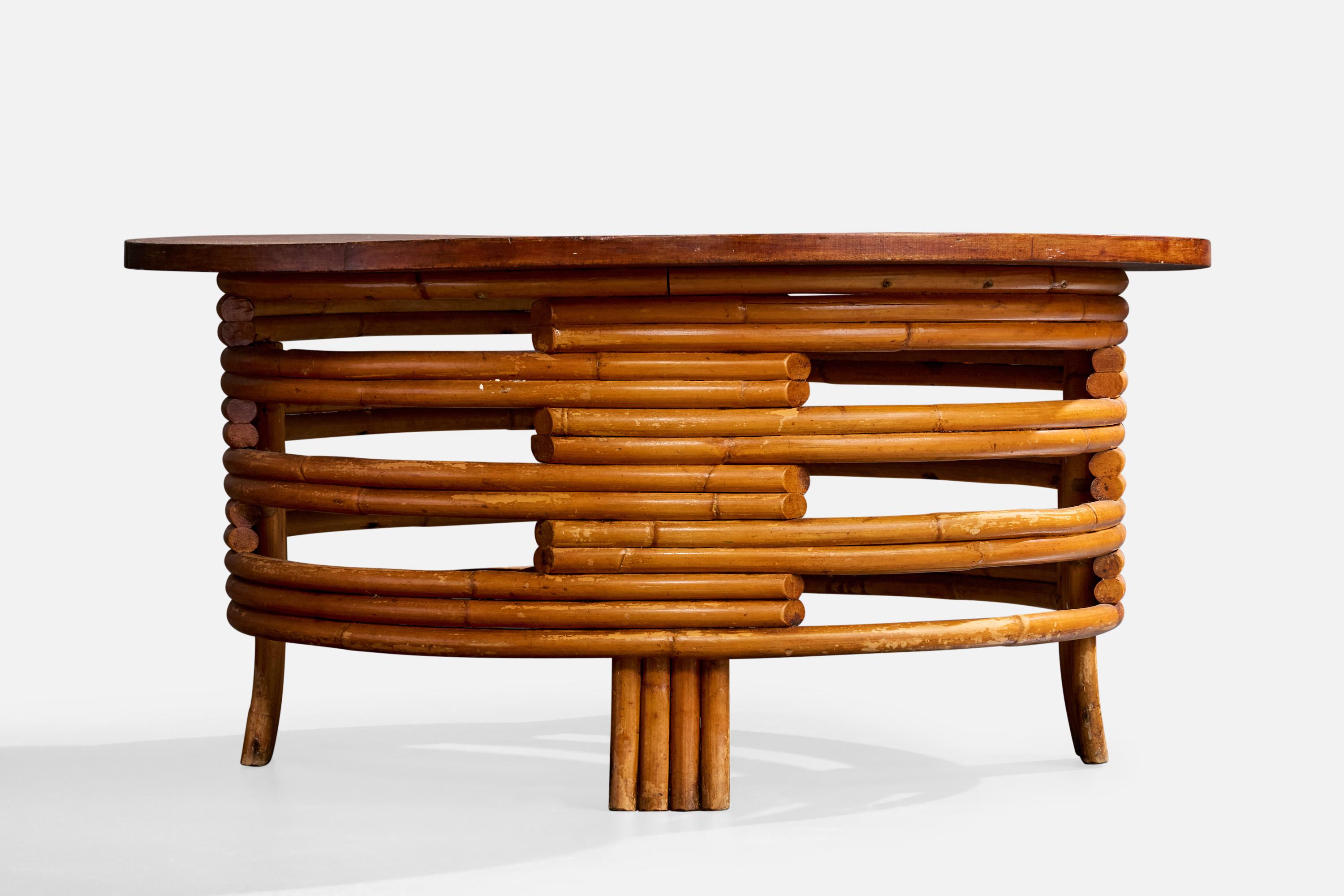 Américain Designer américain, table basse, Wood, Bambou, USA, années 1950 en vente