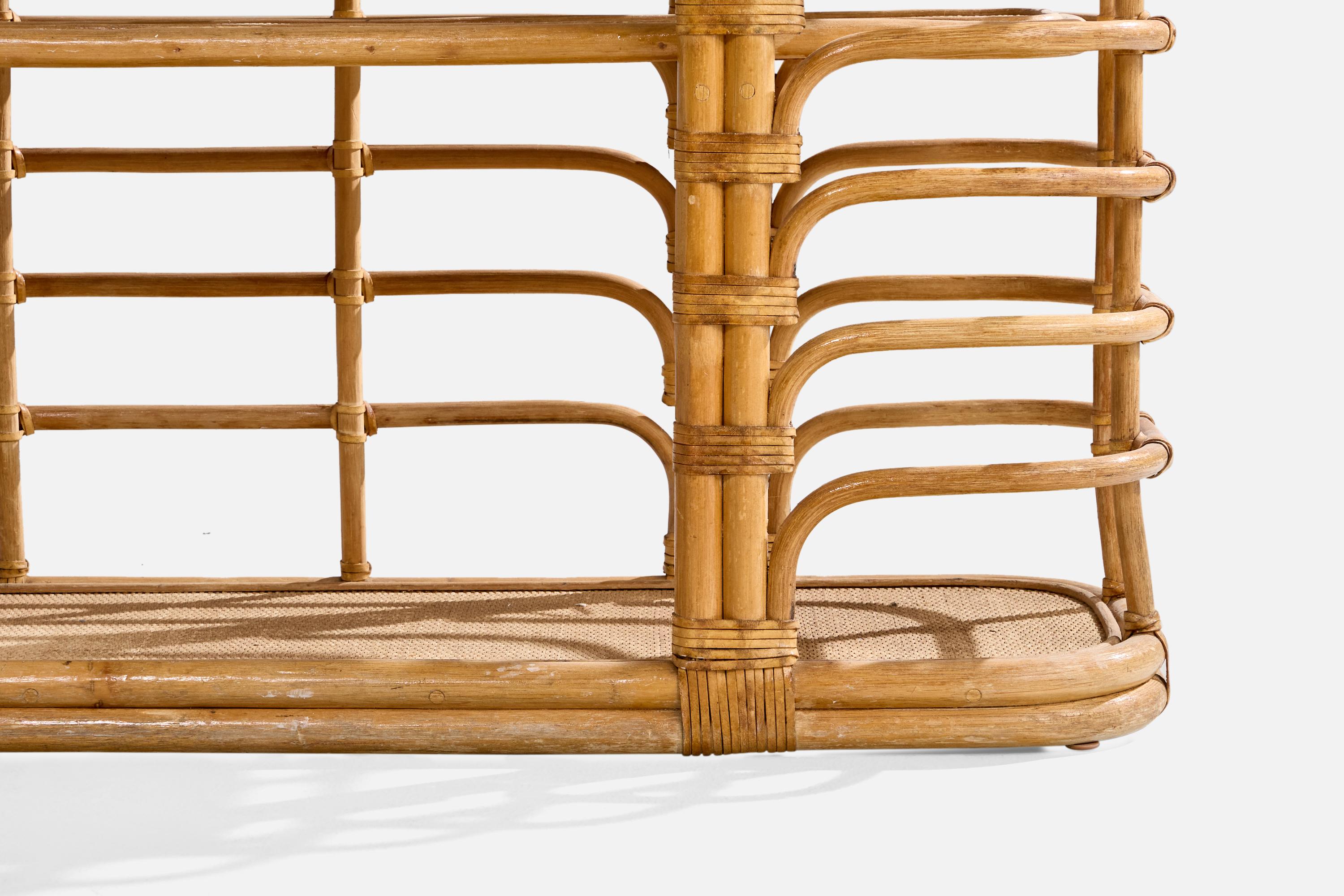American Designer, Console Table, Bamboo, Rattan, Marble, USA, 1950s For Sale 5