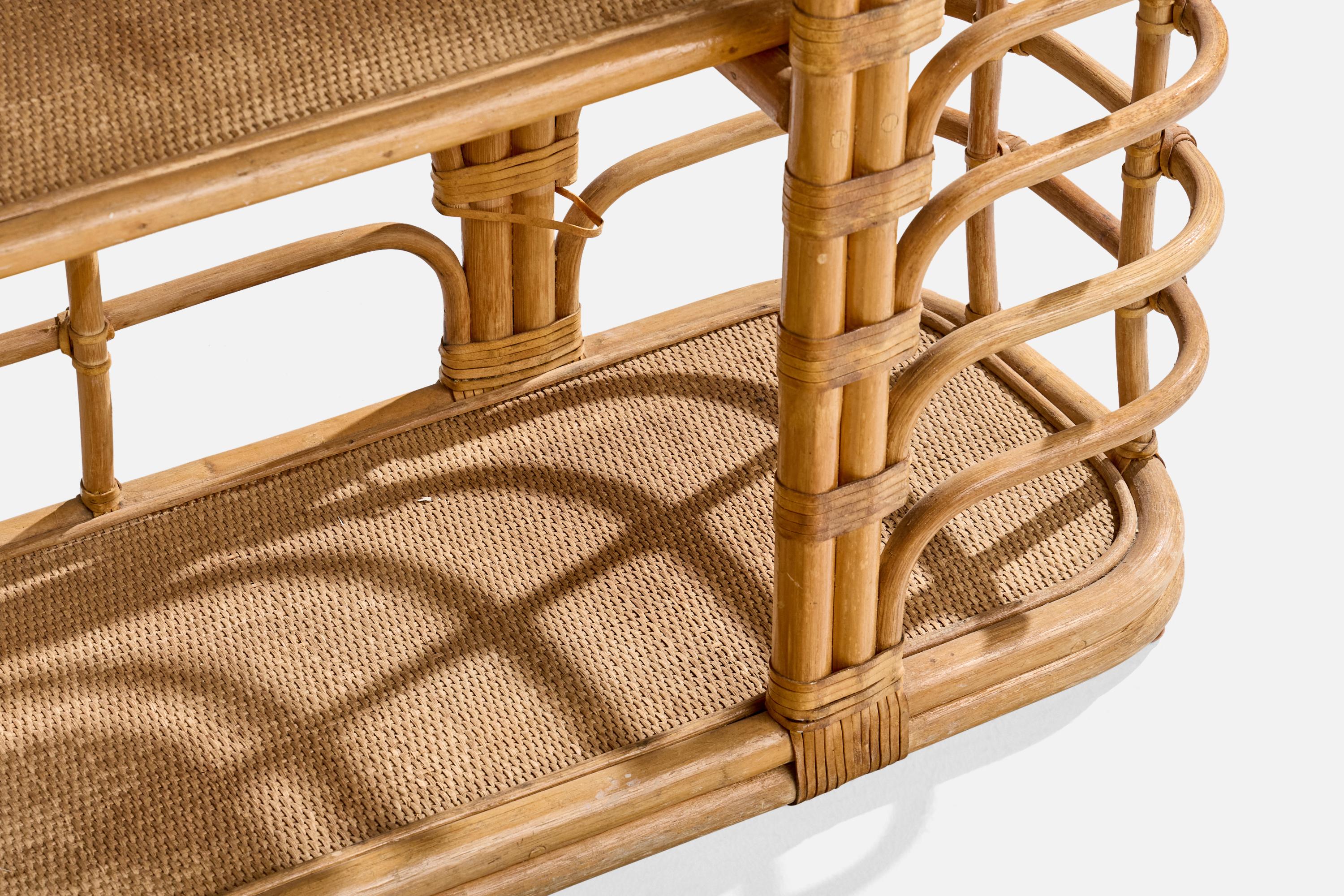 American Designer, Console Table, Bamboo, Rattan, Marble, USA, 1950s For Sale 4