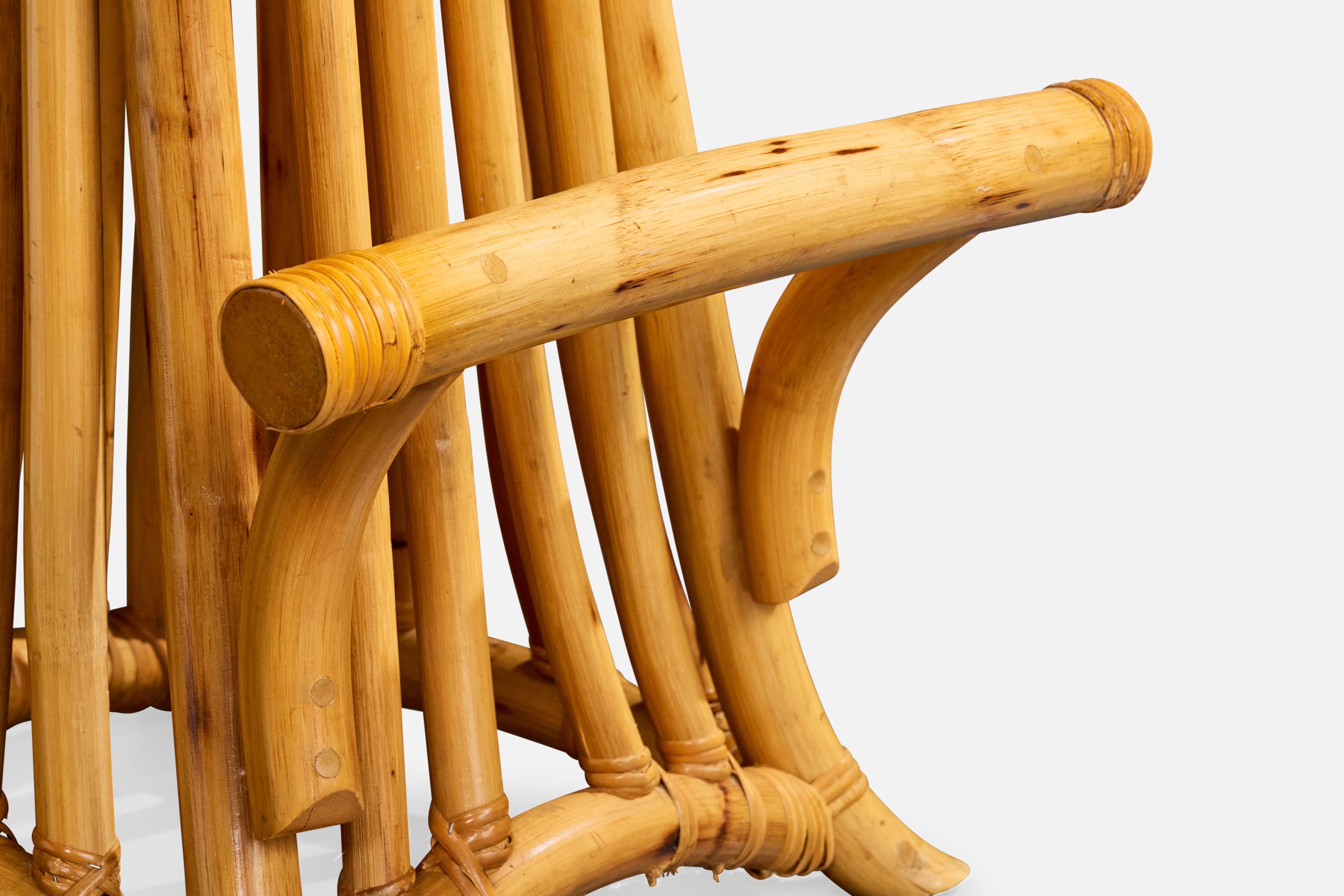 Amerikanischer Designer, Thekenhocker, Bambus, Rattan, Samt, USA, 1970er im Angebot 4