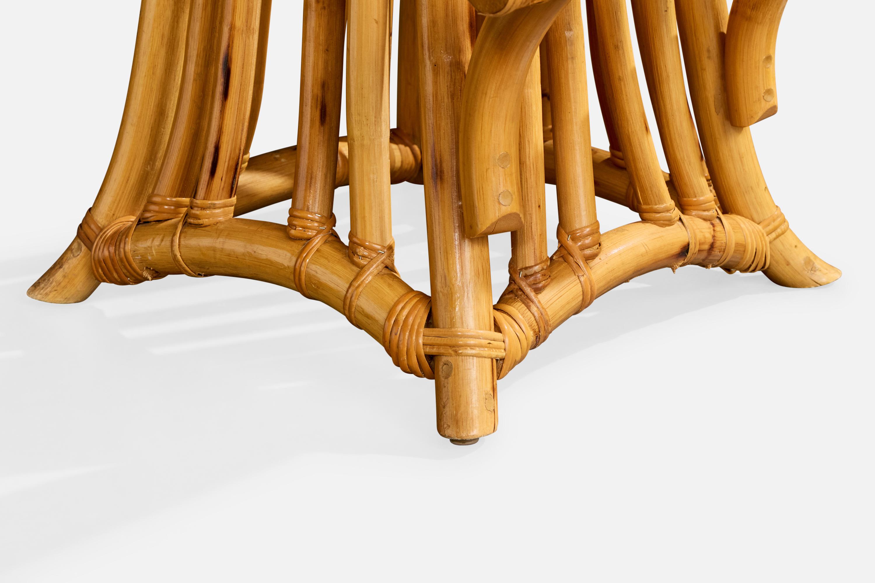 Amerikanischer Designer, Thekenhocker, Bambus, Rattan, Samt, USA, 1970er im Angebot 5