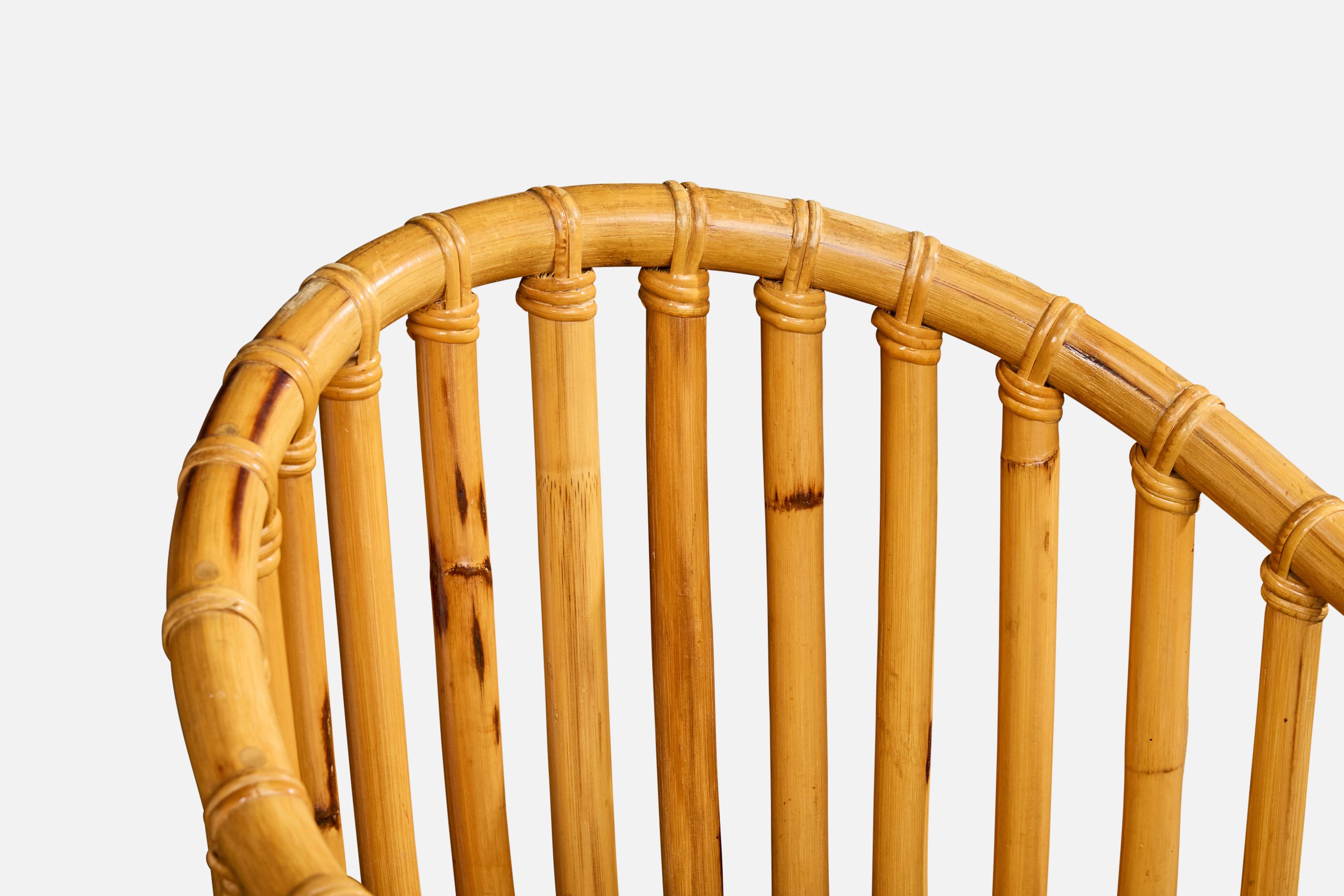 Amerikanischer Designer, Thekenhocker, Bambus, Rattan, Samt, USA, 1970er im Angebot 7