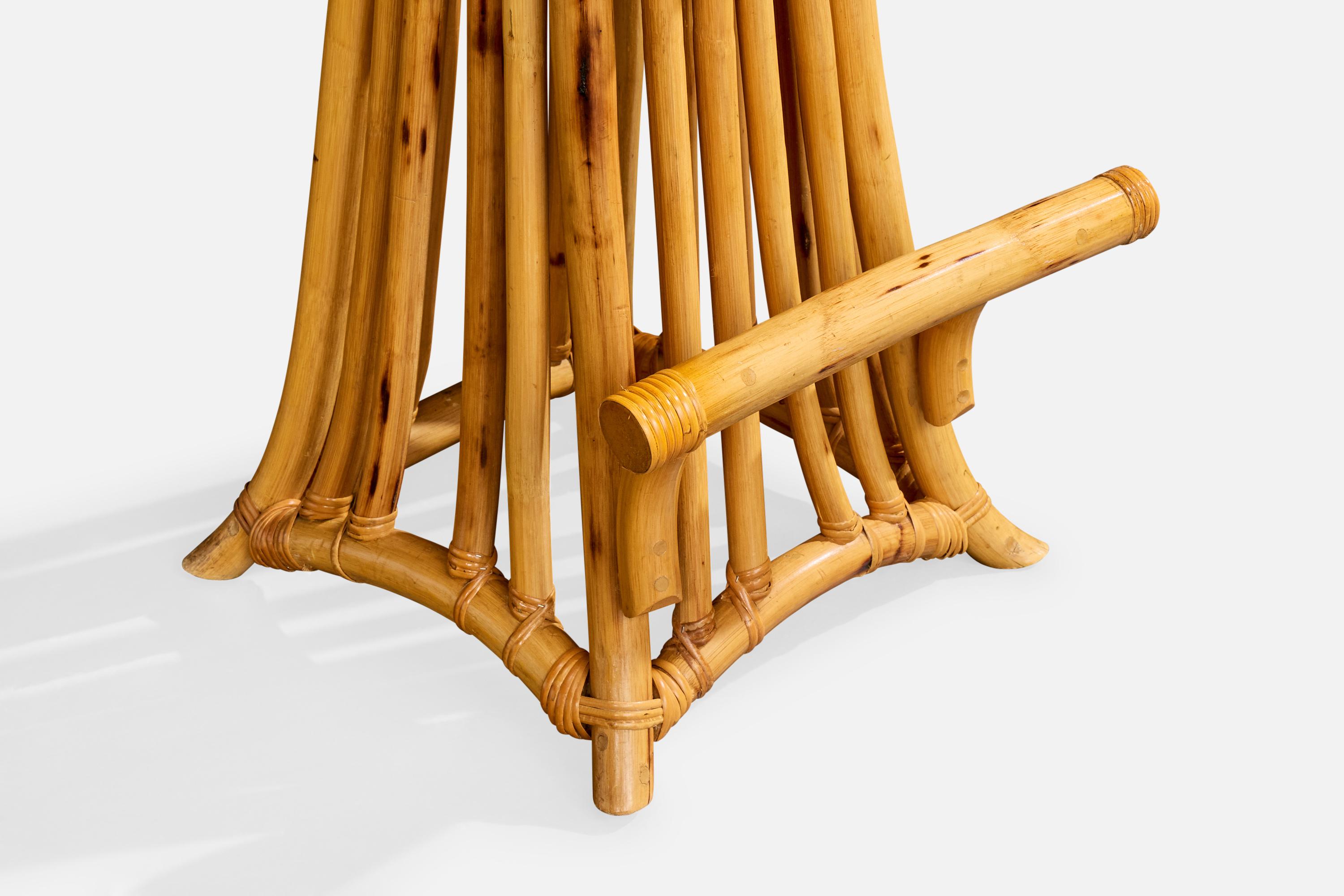 Amerikanischer Designer, Thekenhocker, Bambus, Rattan, Samt, USA, 1970er im Angebot 3