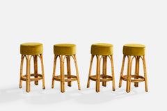 Diseñador americano, taburetes de mostrador, bambú, terciopelo, EE.UU., años 50