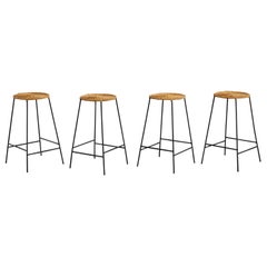 American Designer, Counter Stools, Iron, Rattan, USA, 1950s
