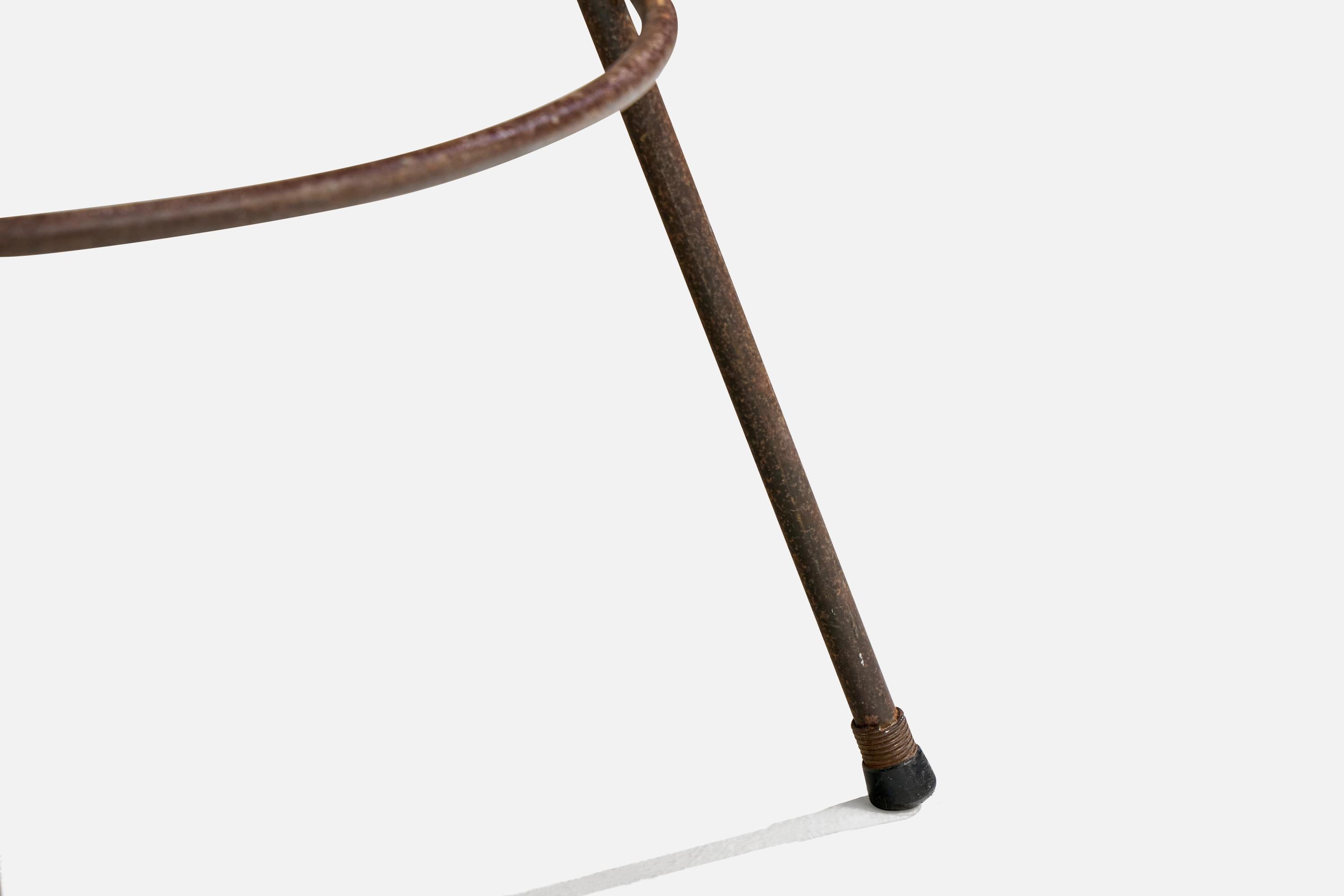 American Designer, Counter Stools, Iron, Velvet, USA, 1950s For Sale 5