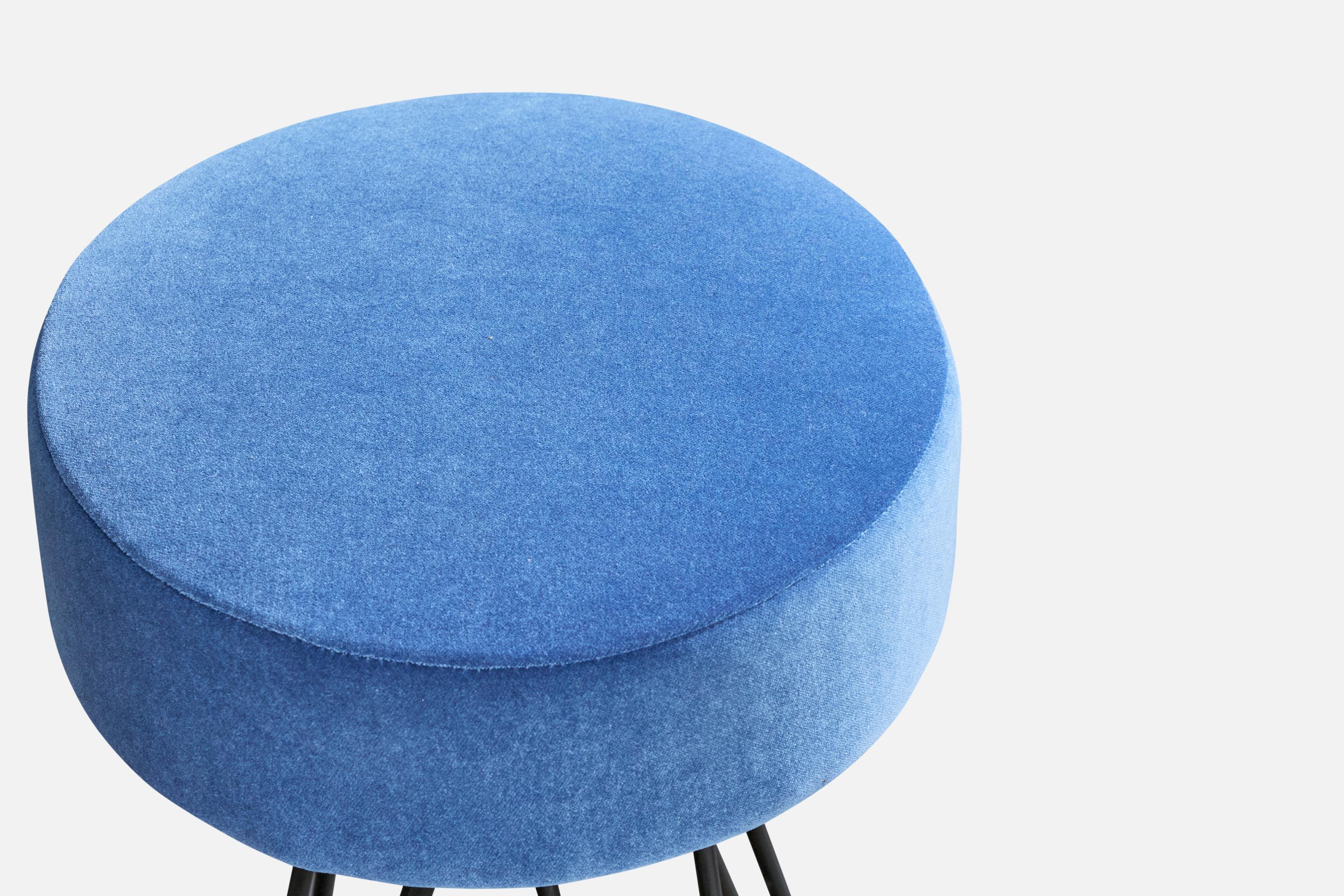 American Designer, Counter Stools, Iron, Velvet, USA, 1950s For Sale 2