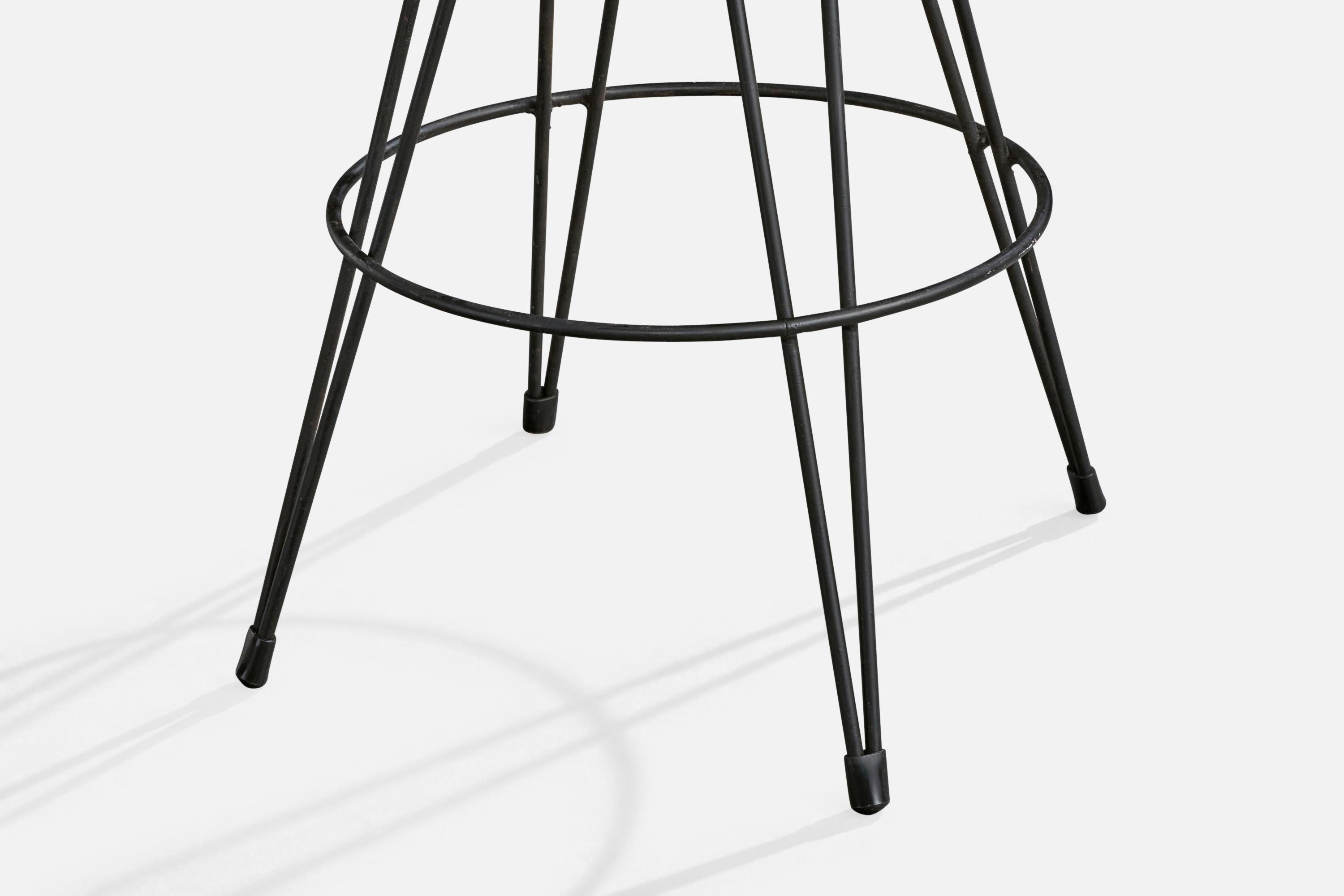 American Designer, Counter Stools, Iron, Velvet, USA, 1950s For Sale 3