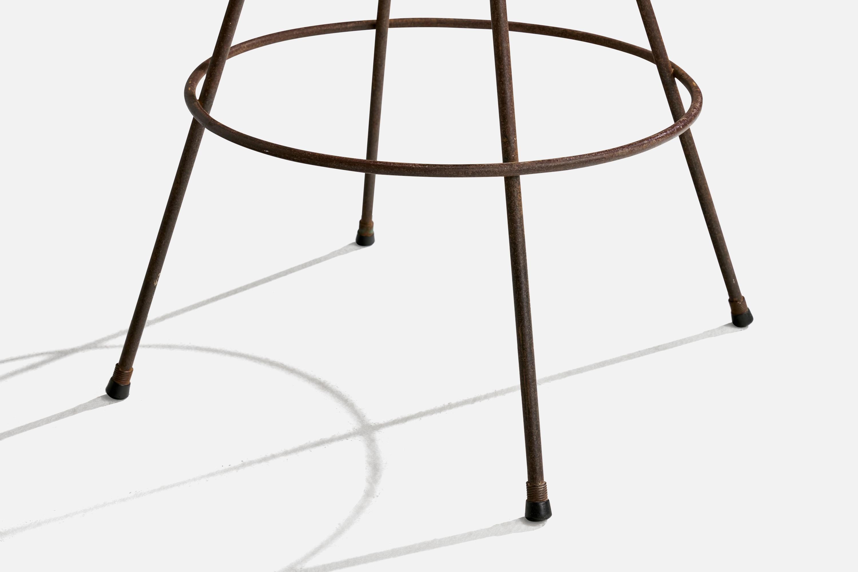 American Designer, Counter Stools, Iron, Velvet, USA, 1950s For Sale 4