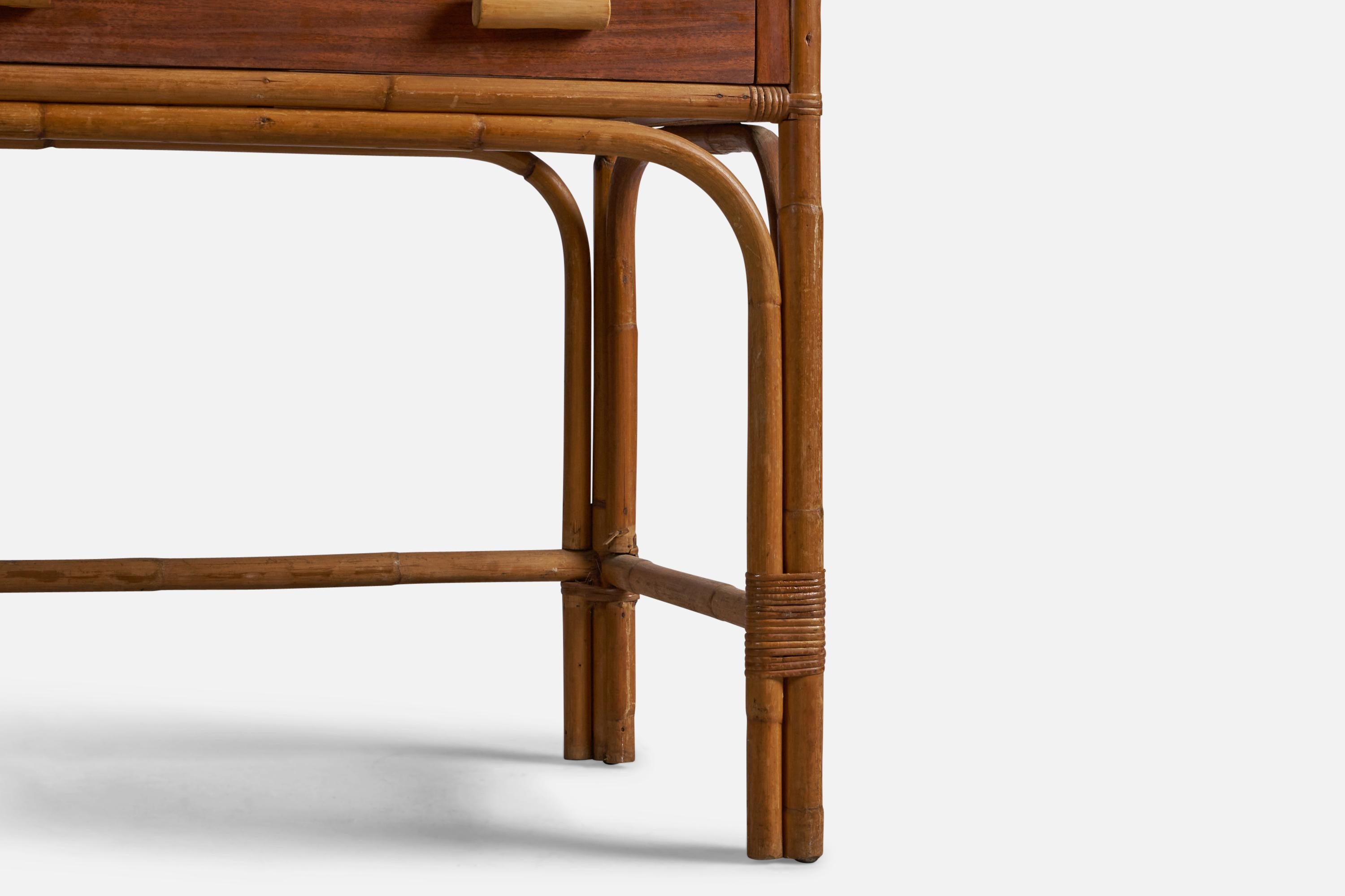 Mid-20th Century American Designer, Desk, Oak, Bamboo, Rattan, USA, 1950s For Sale