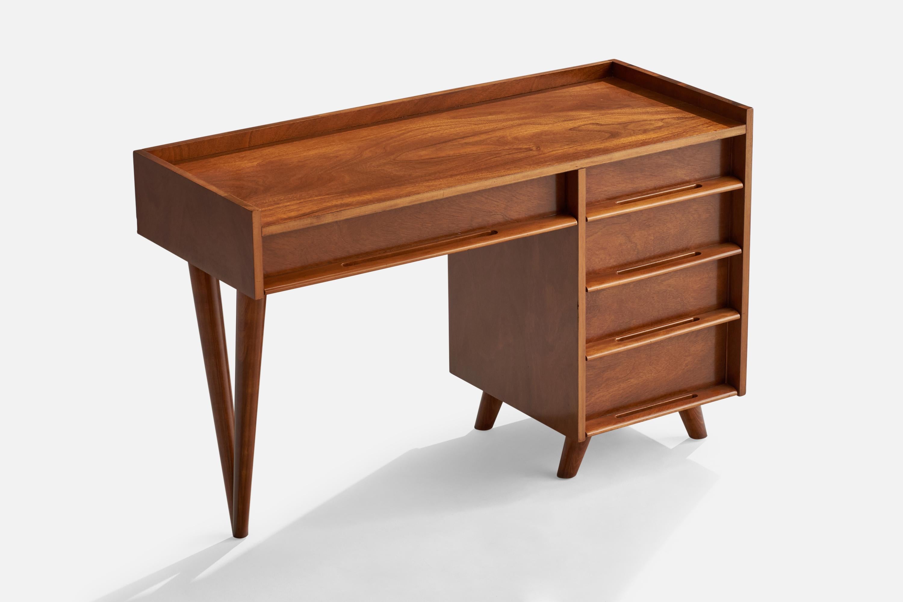 Ein Schreibtisch aus Palisanderholz, entworfen und hergestellt in den USA, ca. 1950er Jahre.