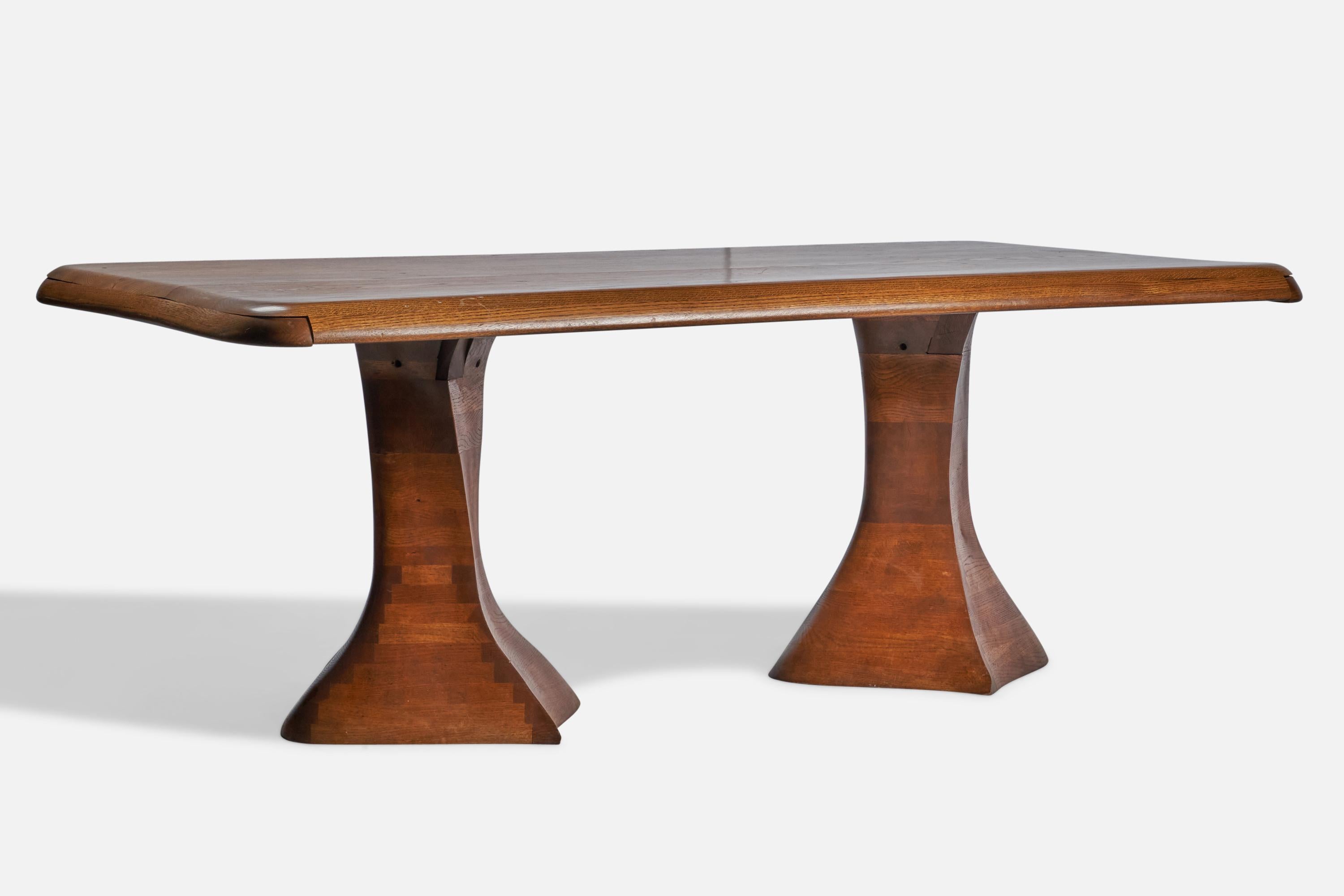 Post-Modern American Designer, Dining Table, Oak, USA, 1980s For Sale