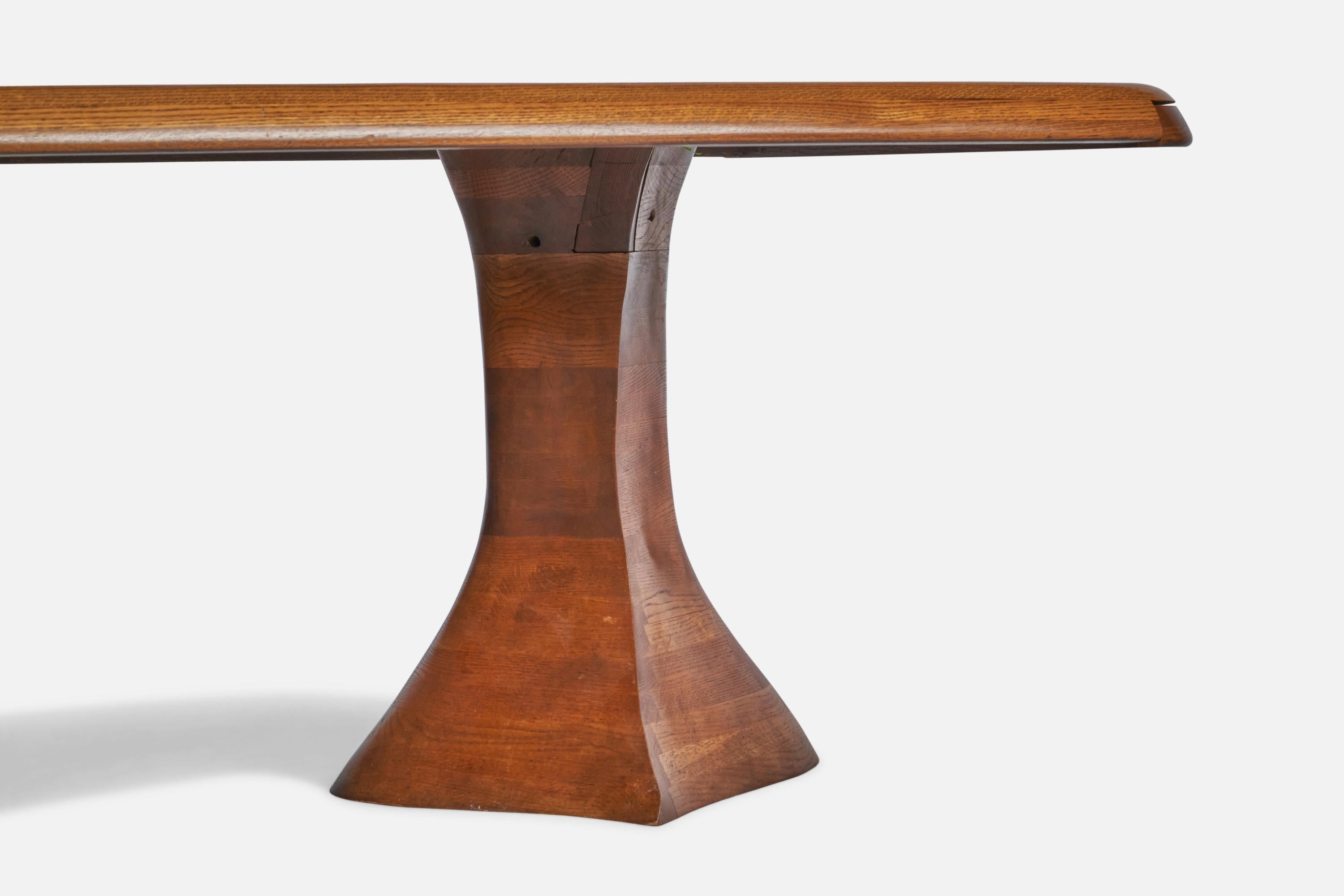 American Designer, Dining Table, Oak, USA, 1980s In Good Condition For Sale In High Point, NC