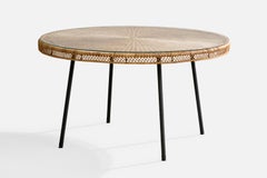 American Designer, Dining Table, Rattan, Glass, Iron, USA, 1950s