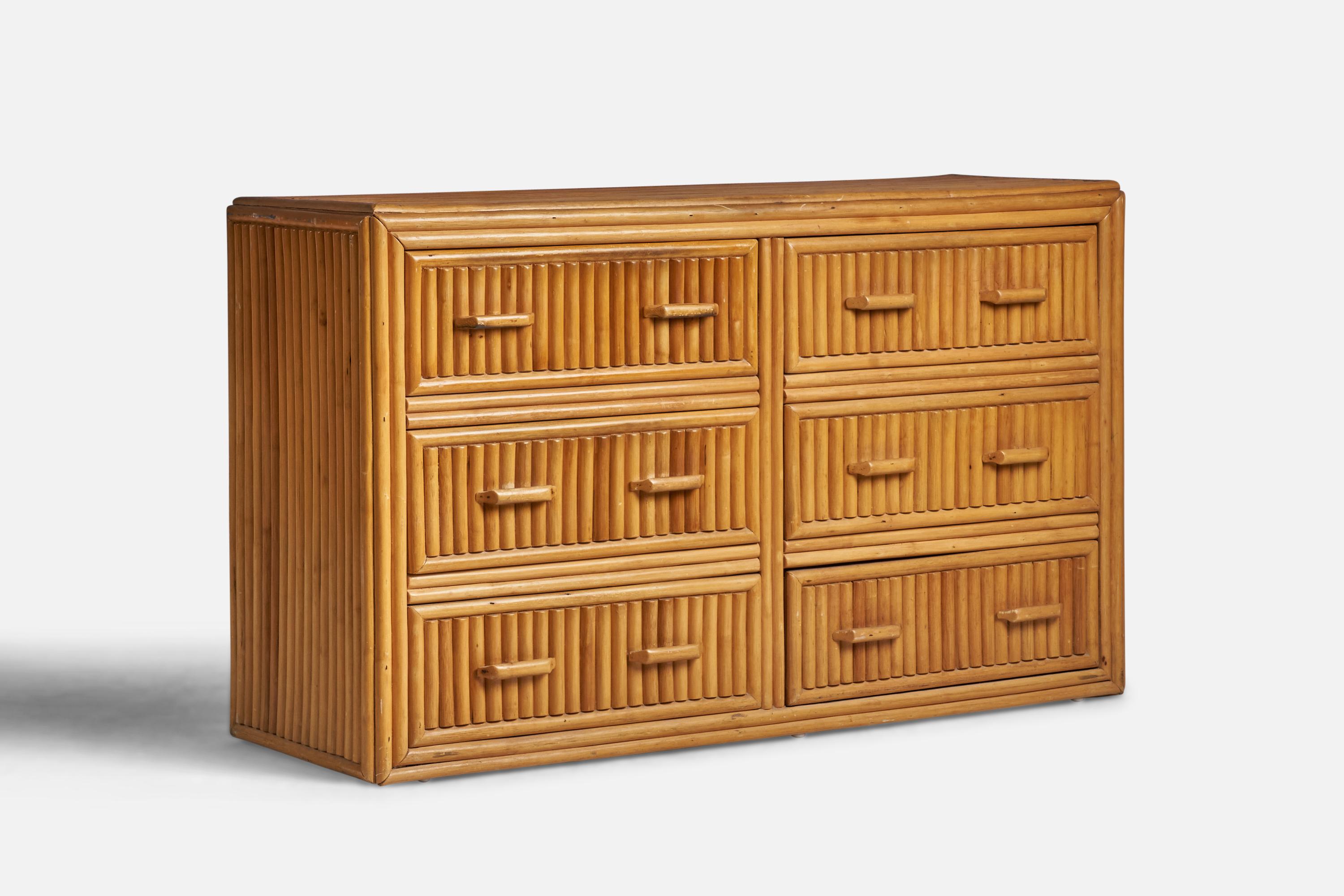 A bamboo dresser designed and produced in the US, c. 1950s.