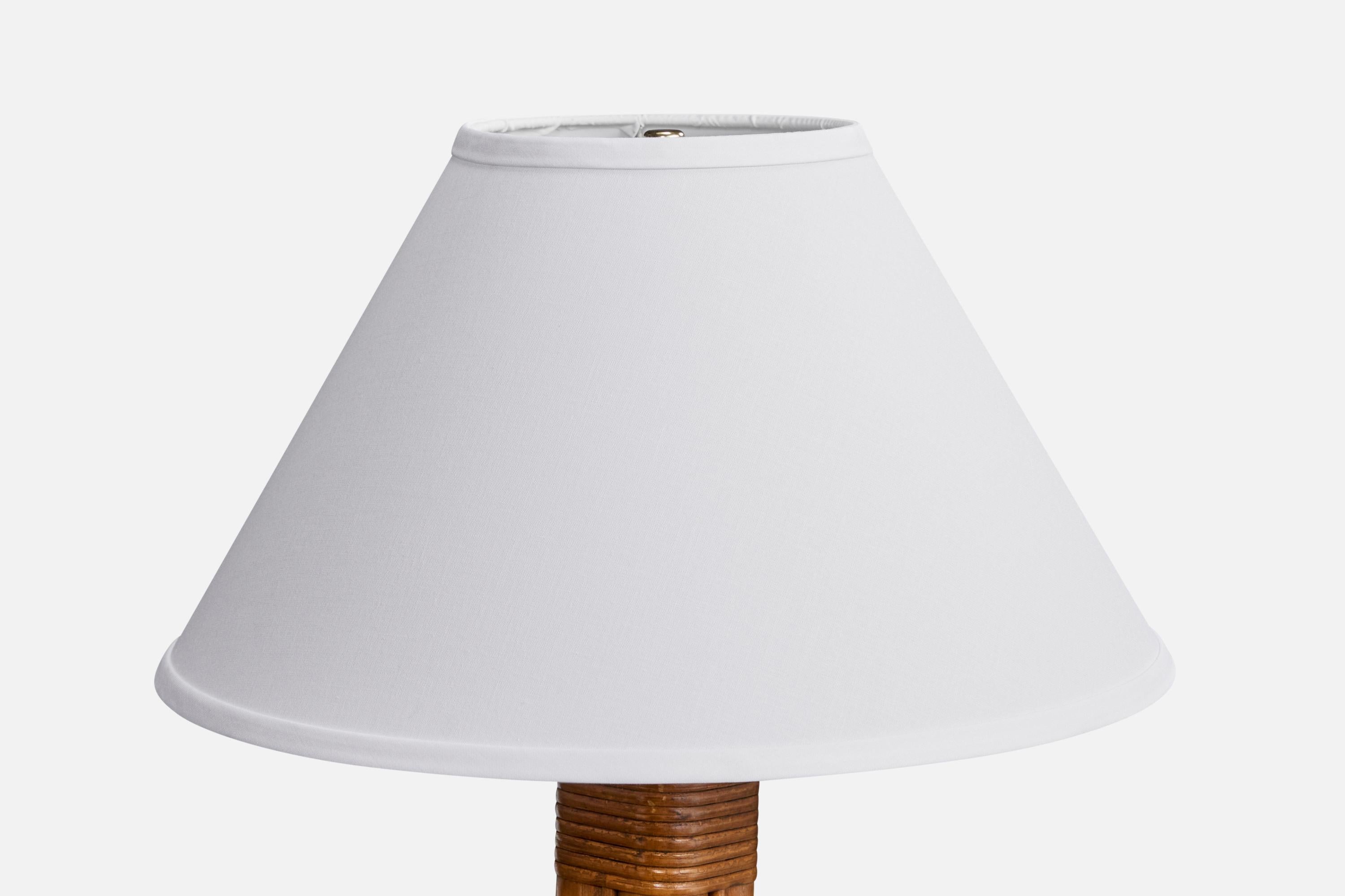 Americano Lampada da terra di design americano, bambù, legno, rattan, tessuto, USA, anni '50 in vendita