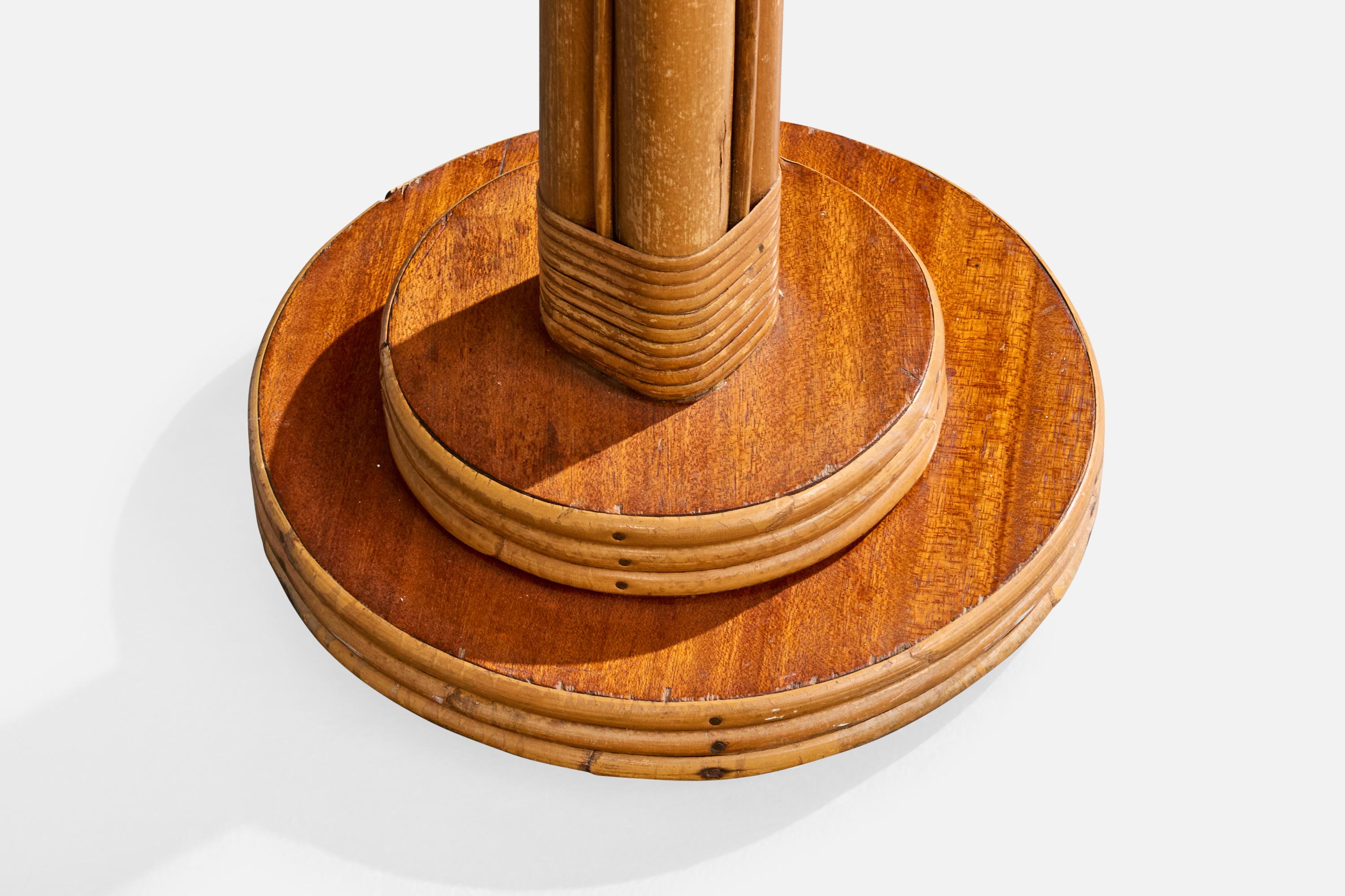 Bambù Lampada da terra di design americano, bambù, legno, rattan, tessuto, USA, anni '50 in vendita