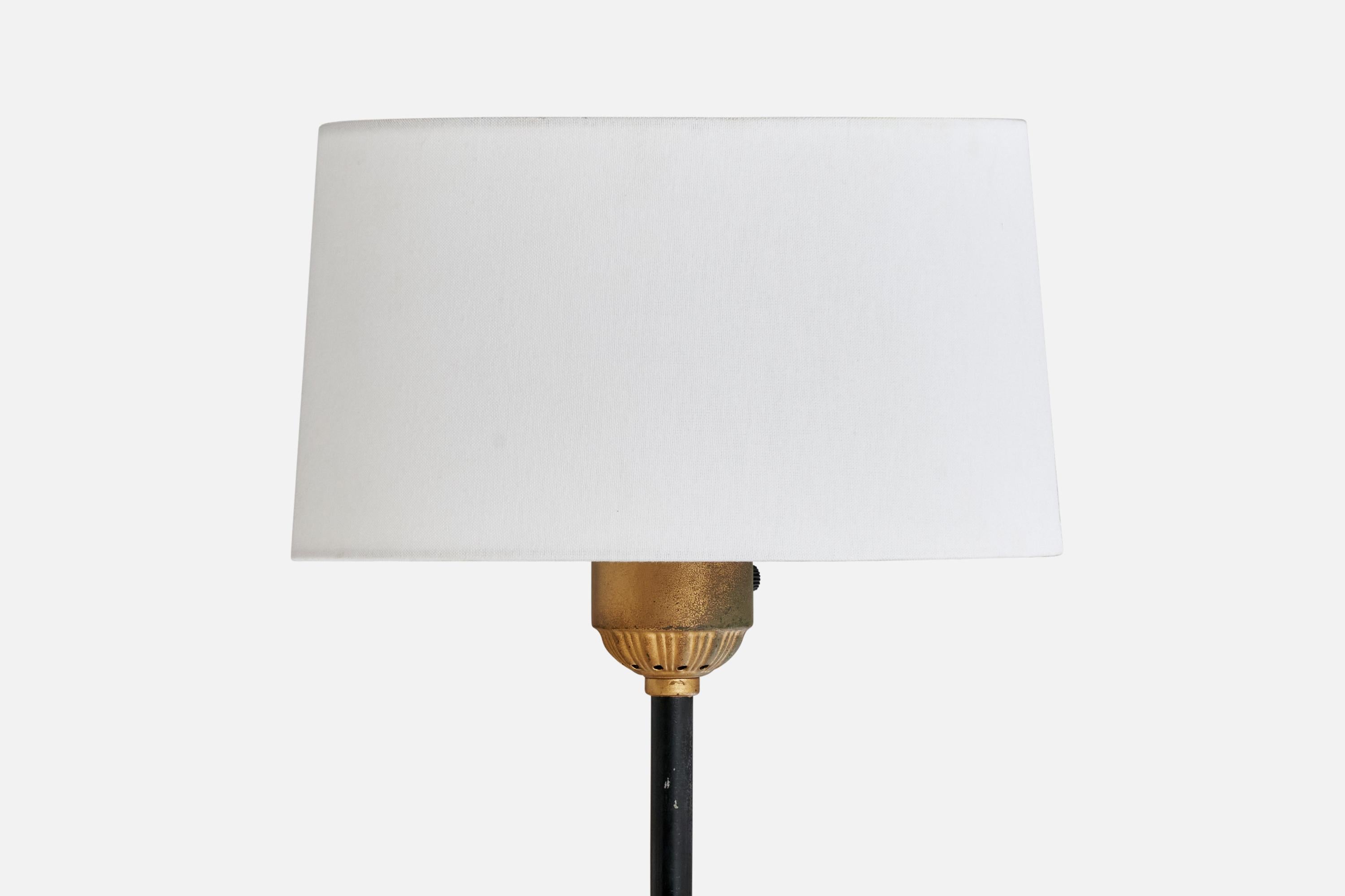 Diseñador americano, Lámpara de pie, Latón, Metal, Tela, EE.UU., Década de 1950 Moderno de mediados de siglo en venta