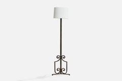 American Designer, Floor Lamp, Iron, Fabric USA, 1970s