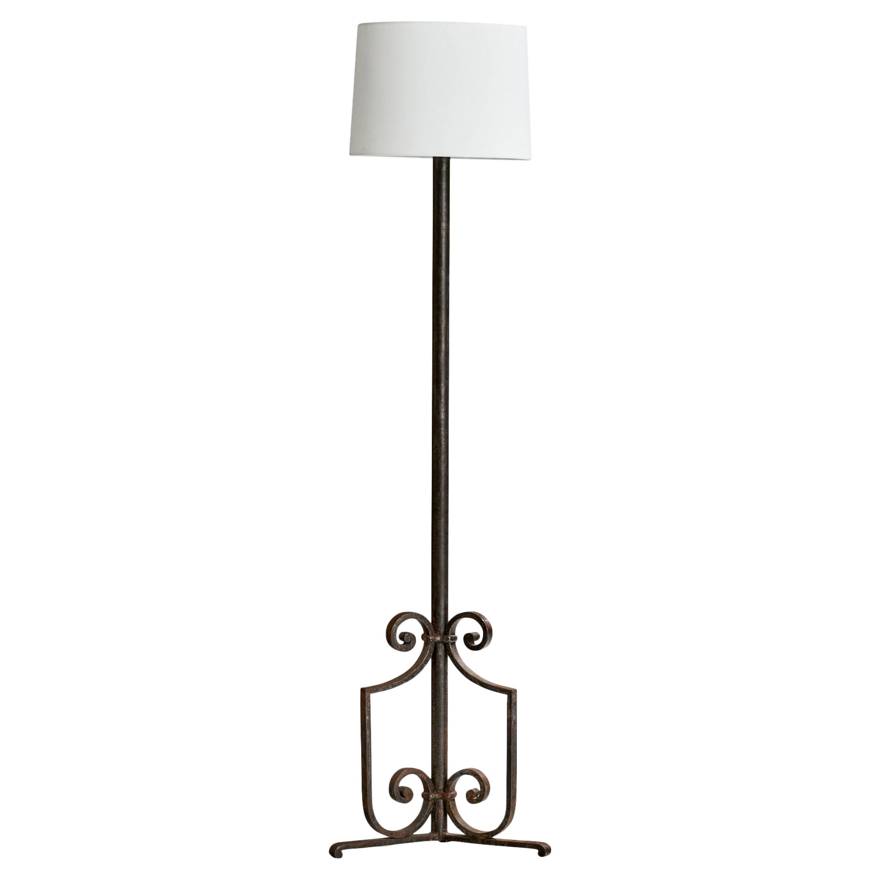 American Designer, Floor Lamp, Iron, Fabric USA, 1970s