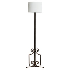 American Designer, Floor Lamp, Iron, Fabric USA, 1970s