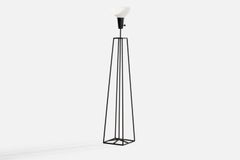 American Designer, Floor Lamp, Iron, Glass, USA, 1950s