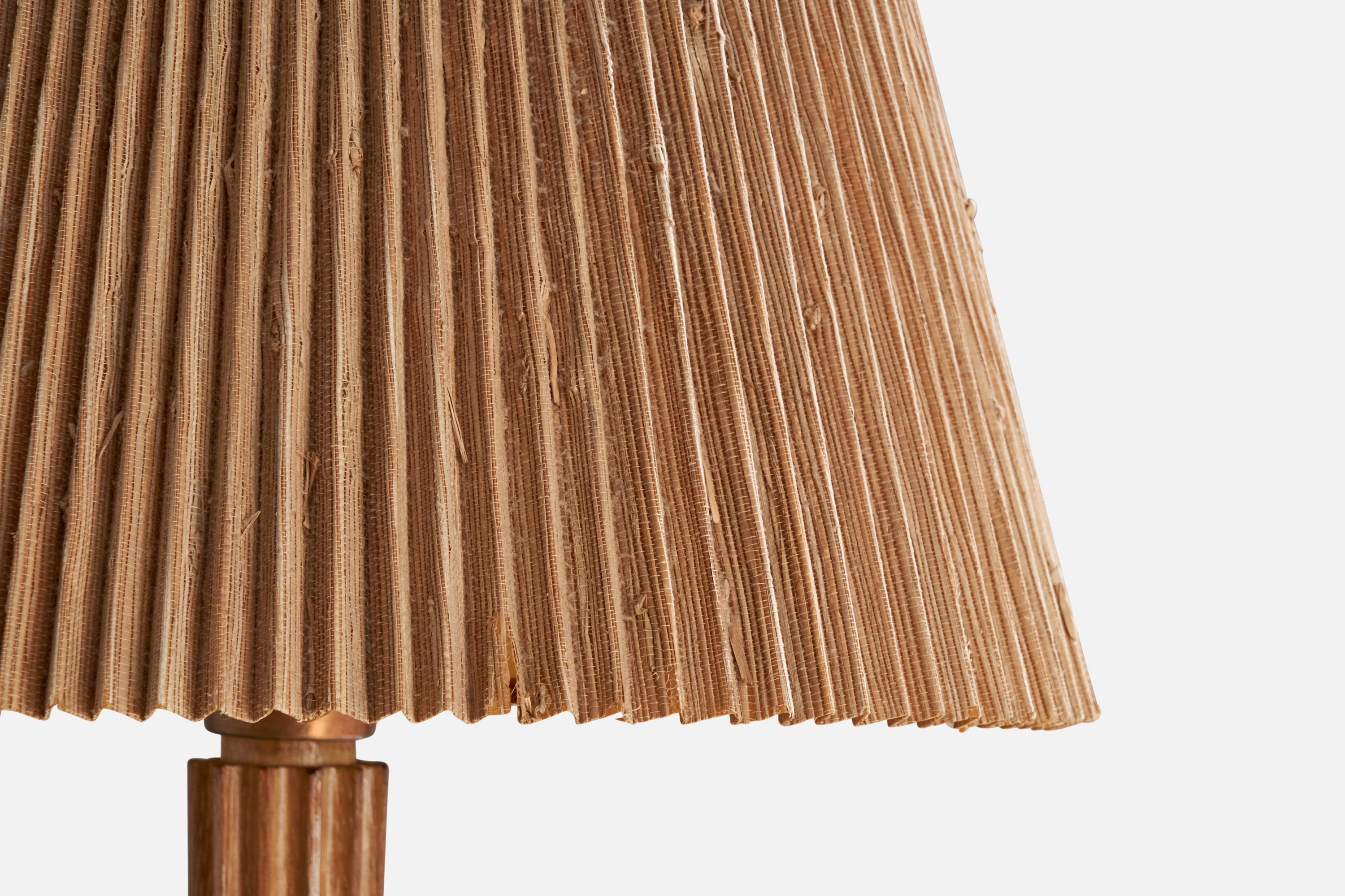Americano Lampada da terra di design americano, Oak, rame, carta, USA, anni '50 in vendita