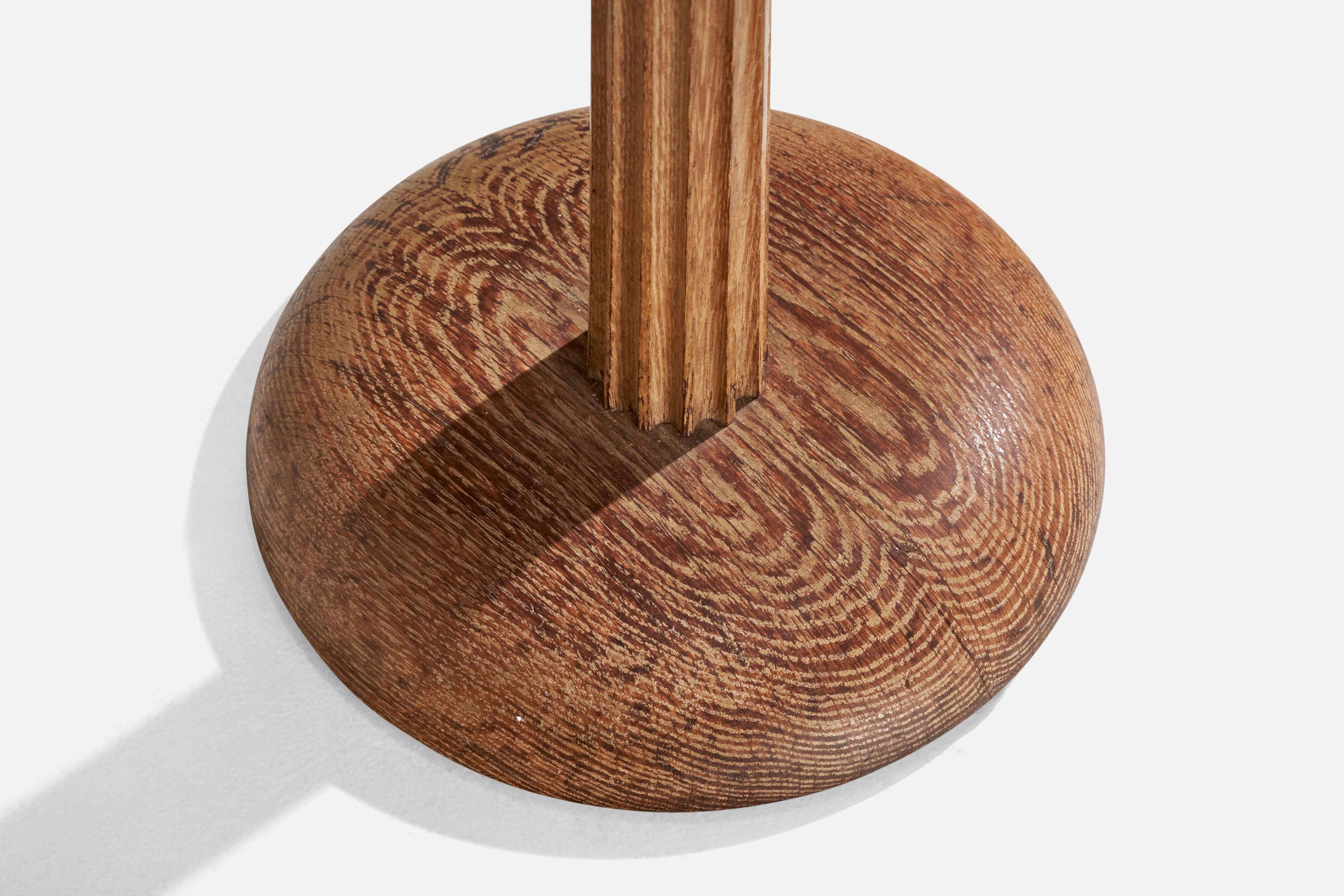 Rame Lampada da terra di design americano, Oak, rame, carta, USA, anni '50 in vendita