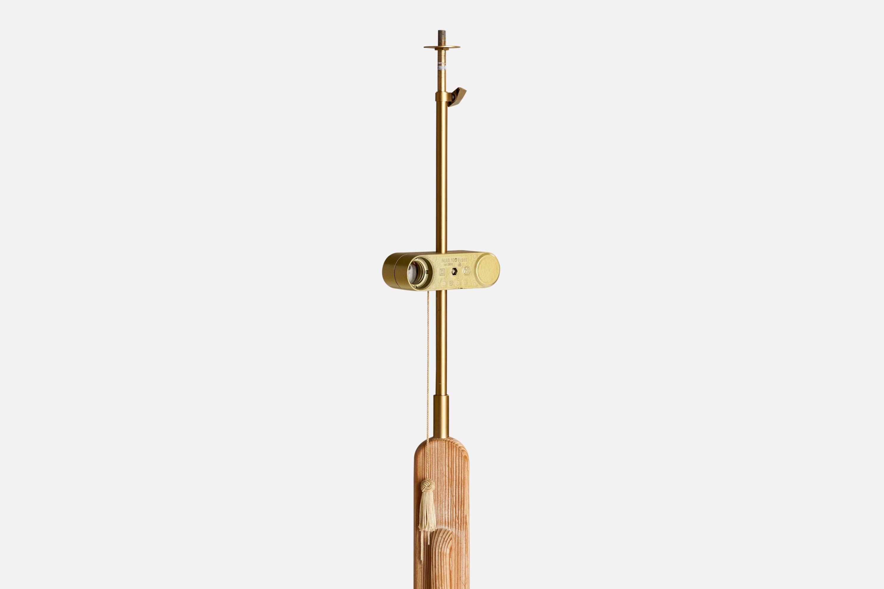Designer américain, lampadaire, pin, laiton, États-Unis, 1970 en vente 5