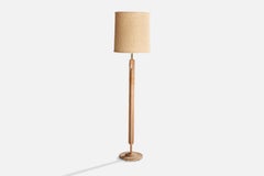 American Designer, Floor Lamp, Pine, Brass, USA, 1970s