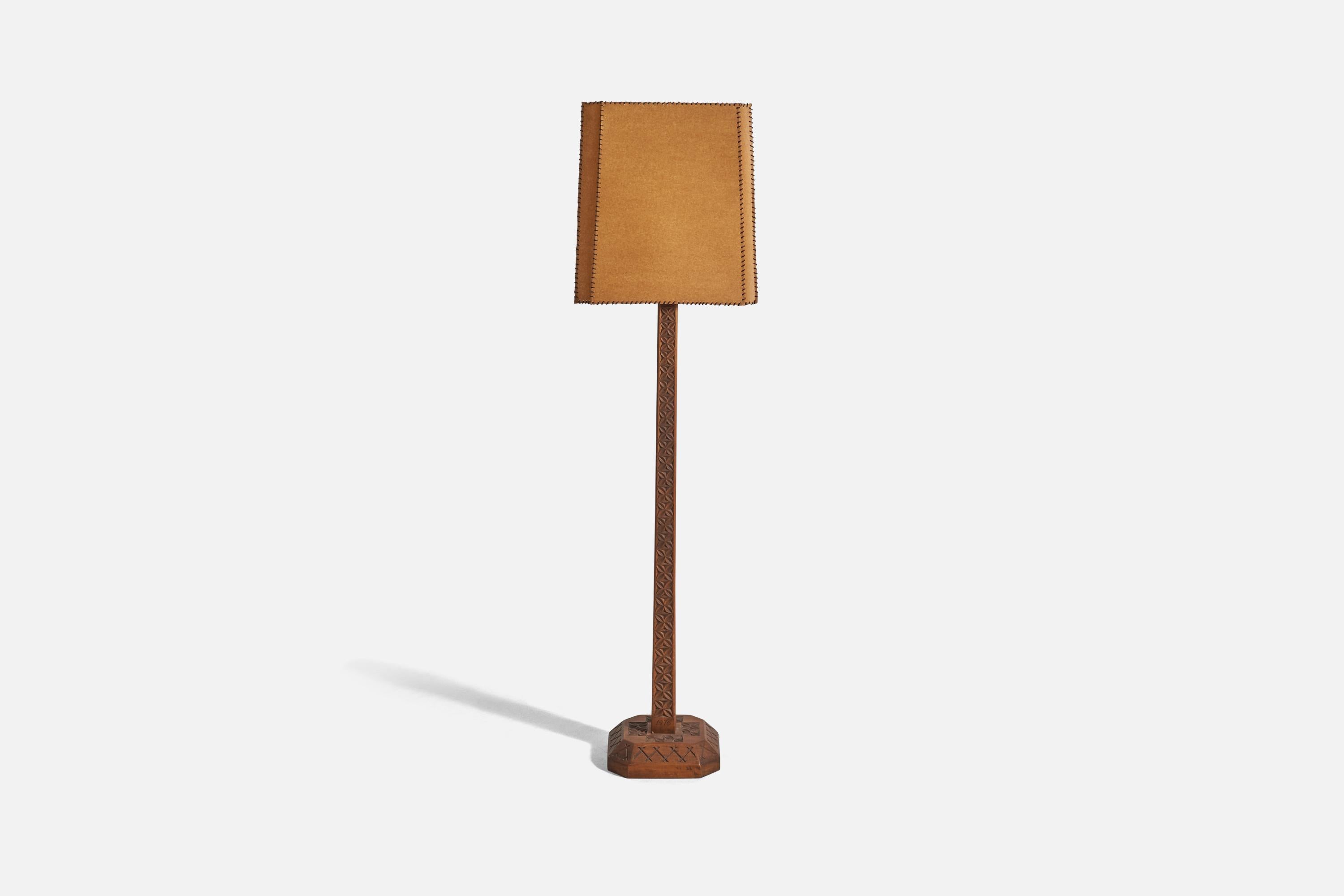 Mid-Century Modern American Designer, Floor Lamp, Wood, Paper, USA, 1976 For Sale