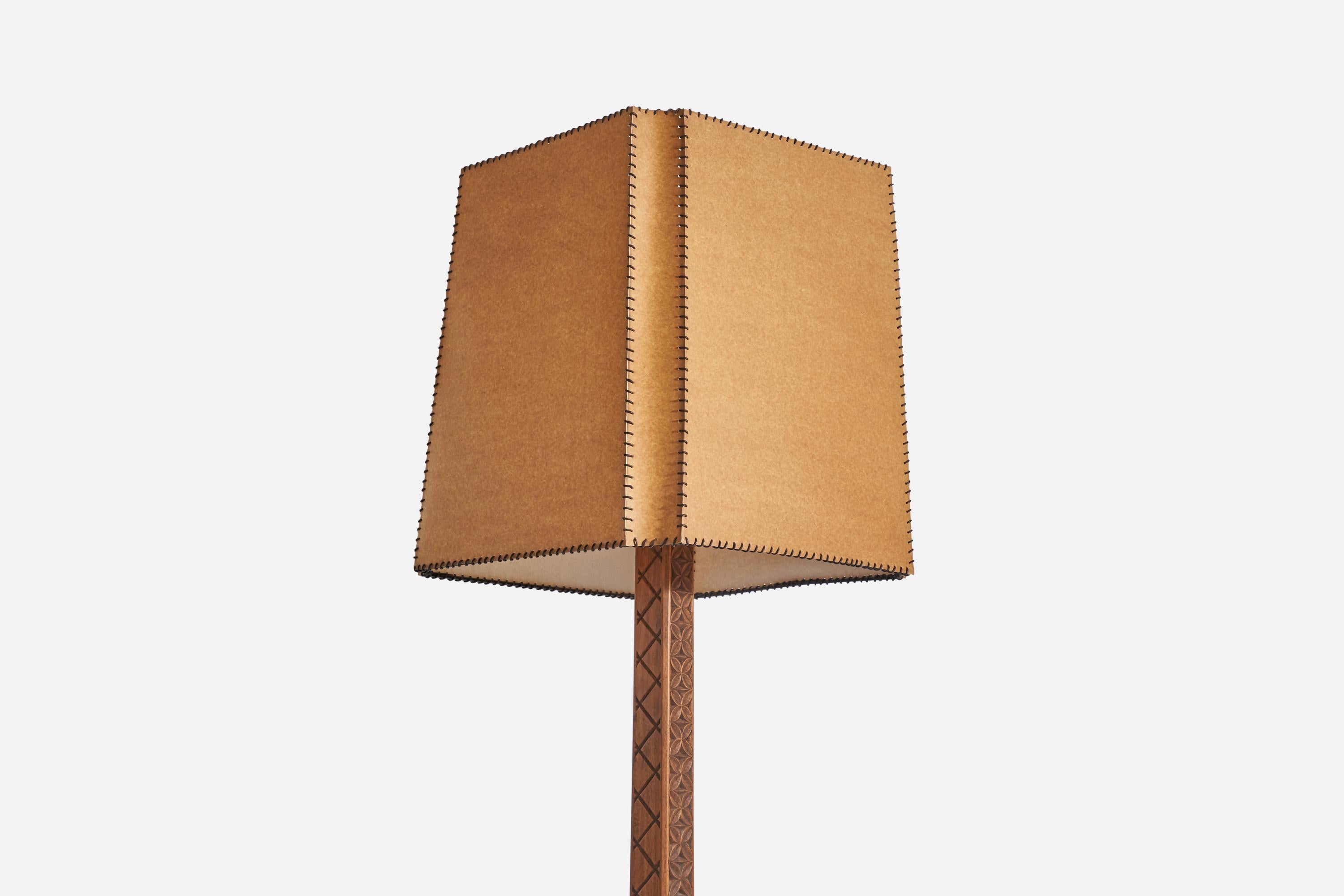 Late 20th Century American Designer, Floor Lamp, Wood, Paper, USA, 1976 For Sale