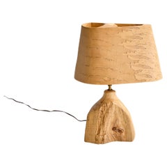 American Designer, Free Form Table Lamp, Wood, Brass, USA, 1950s