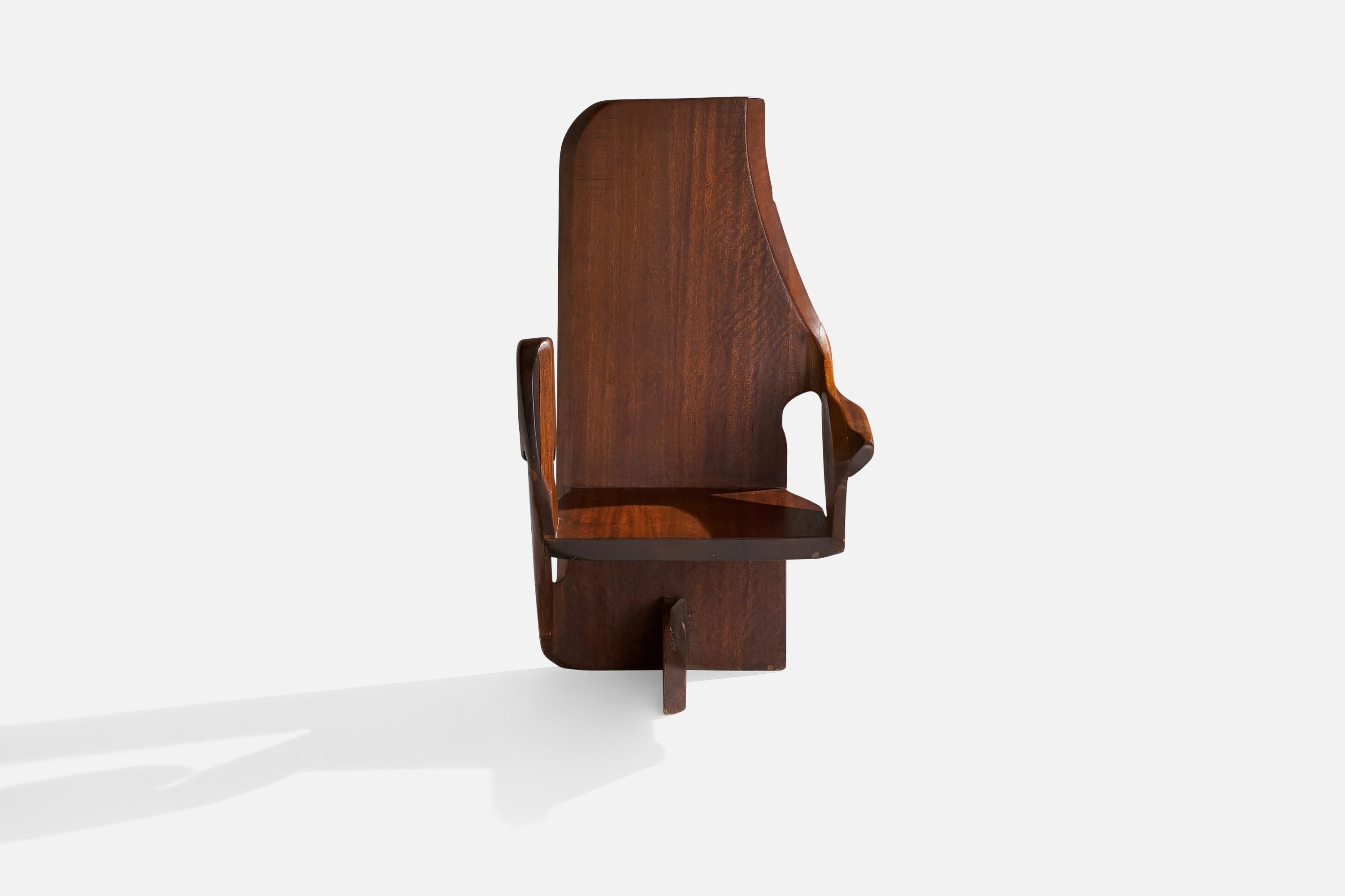 Post-Modern American Designer, Freeform Armchair, Walnut, USA, 1980 For Sale