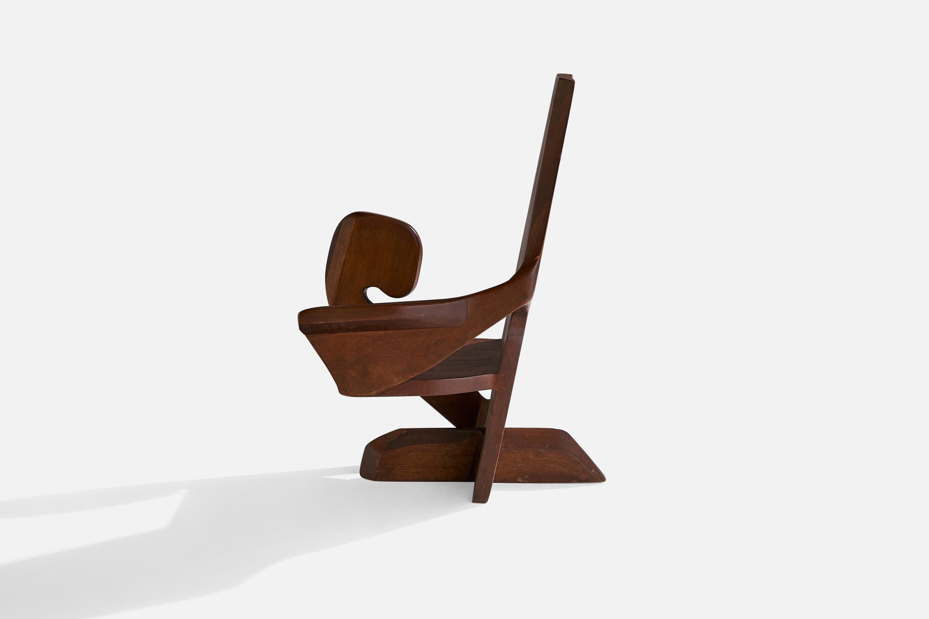 Amerikanischer Designer, Freiform-Sessel, Nussbaum, USA, 1980 (amerikanisch) im Angebot