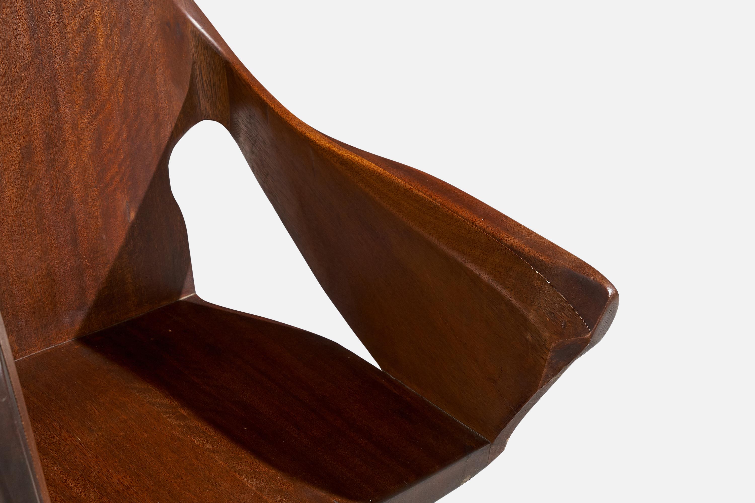 American Designer, Freeform Armchair, Walnut, USA, 1980 For Sale 2