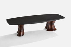 American Designer, Freeform Coffee Table, Walnut, Slate, USA, 1970s
