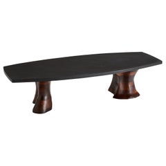 American Designer, Freeform Coffee Table, Walnut, Slate, USA, 1970s