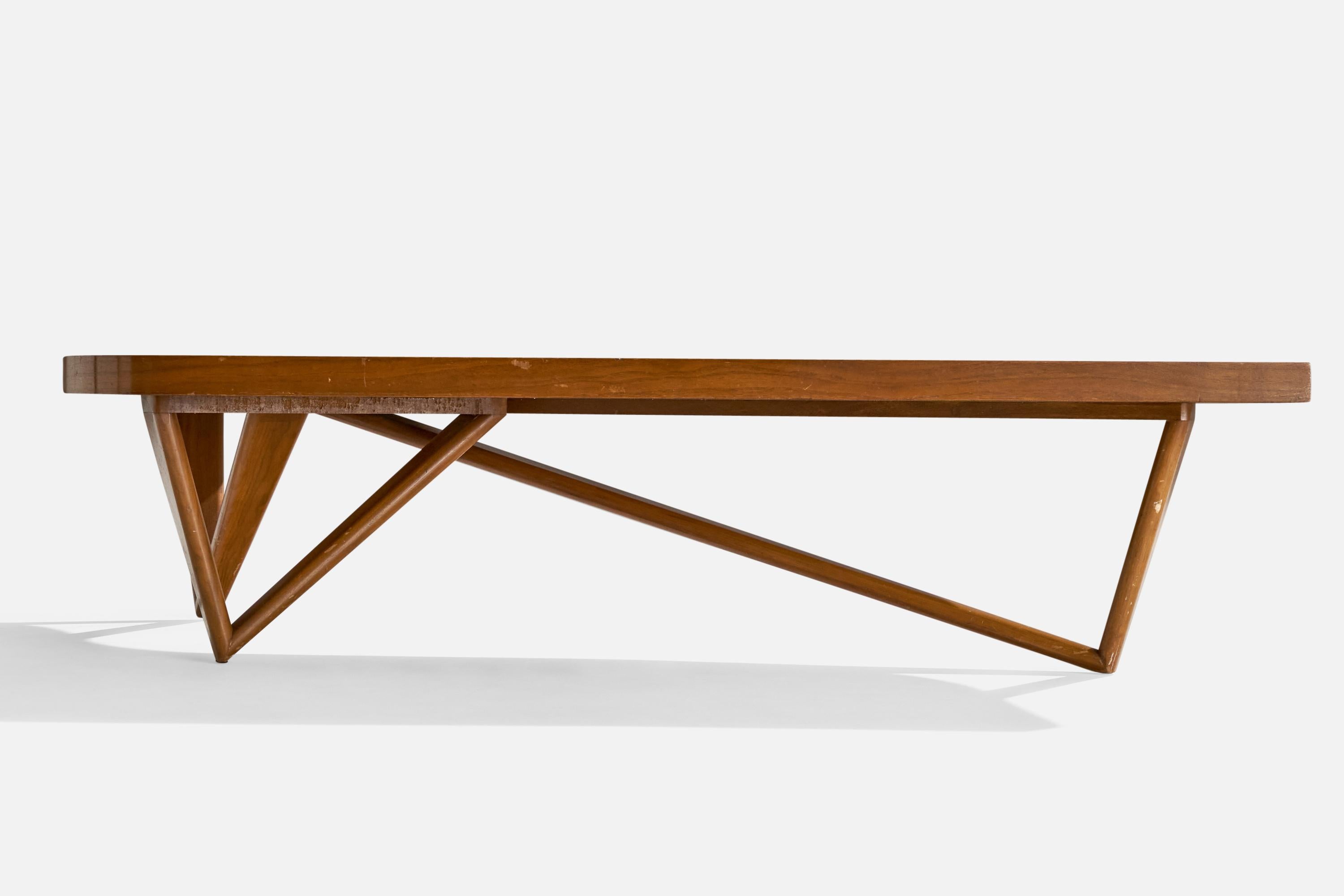 Amerikanischer Designer, frei geformter Couchtisch, Holz, USA, 1950er Jahre im Angebot 4
