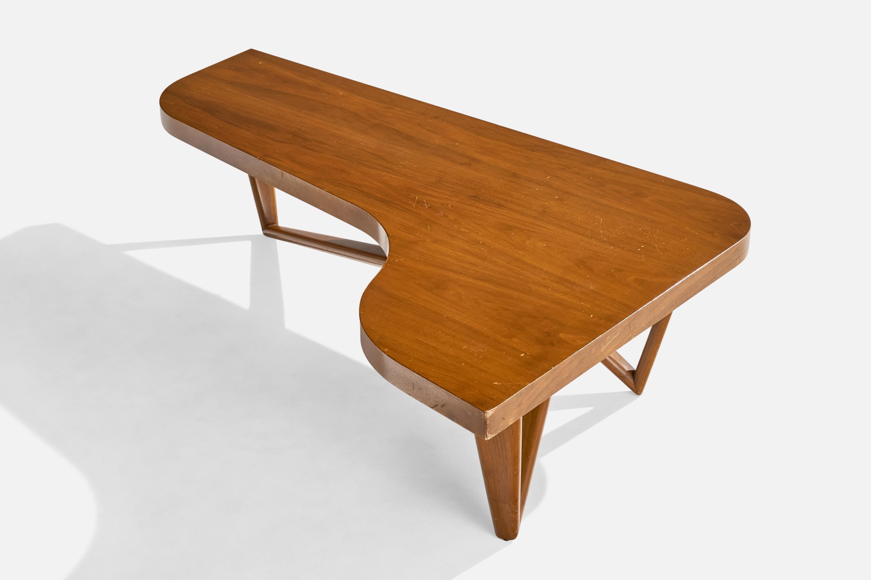 Amerikanischer Designer, frei geformter Couchtisch, Holz, USA, 1950er Jahre (Mitte des 20. Jahrhunderts) im Angebot