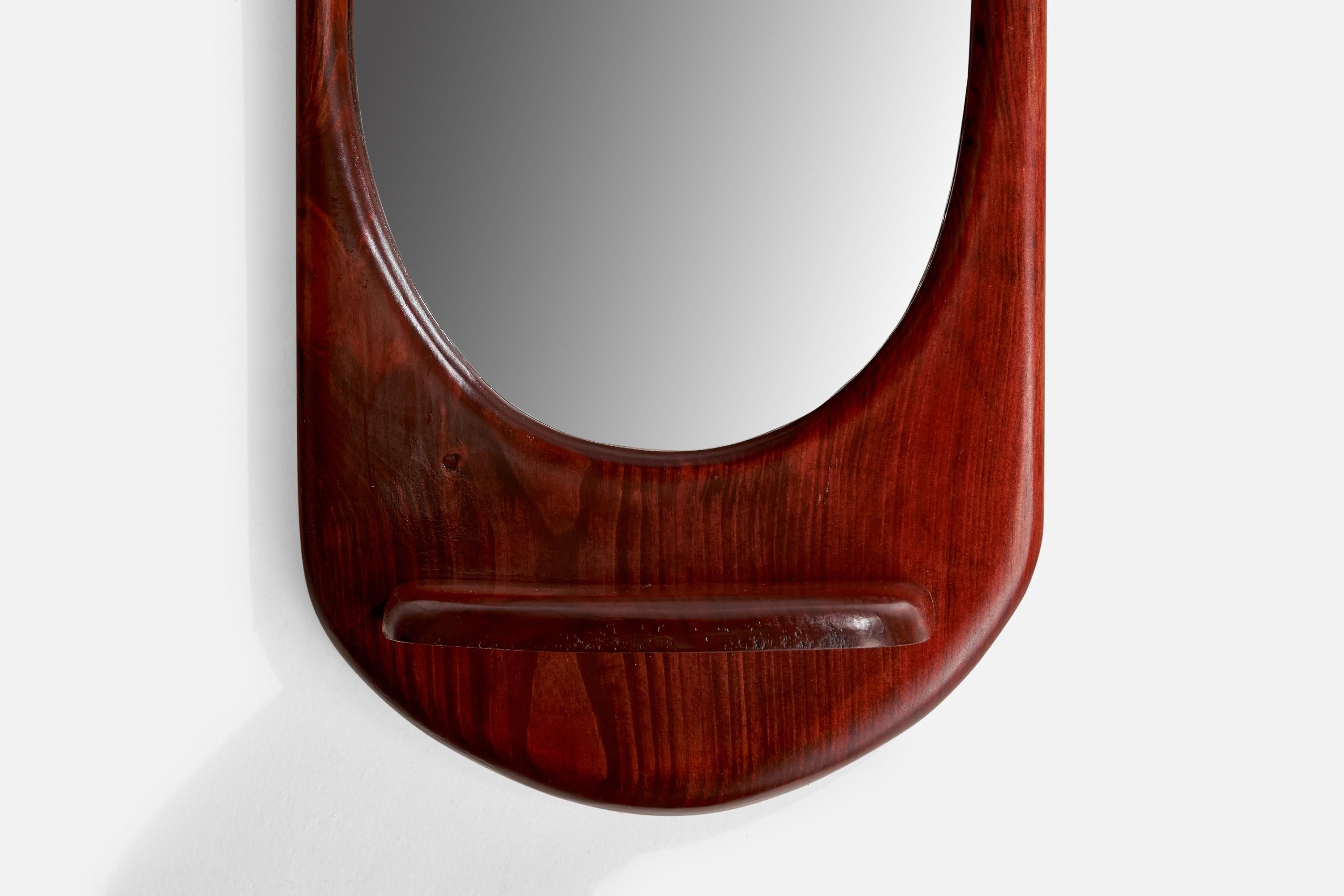 Fin du 20e siècle Designer américain, miroir de forme libre, chêne, États-Unis, 1970 en vente