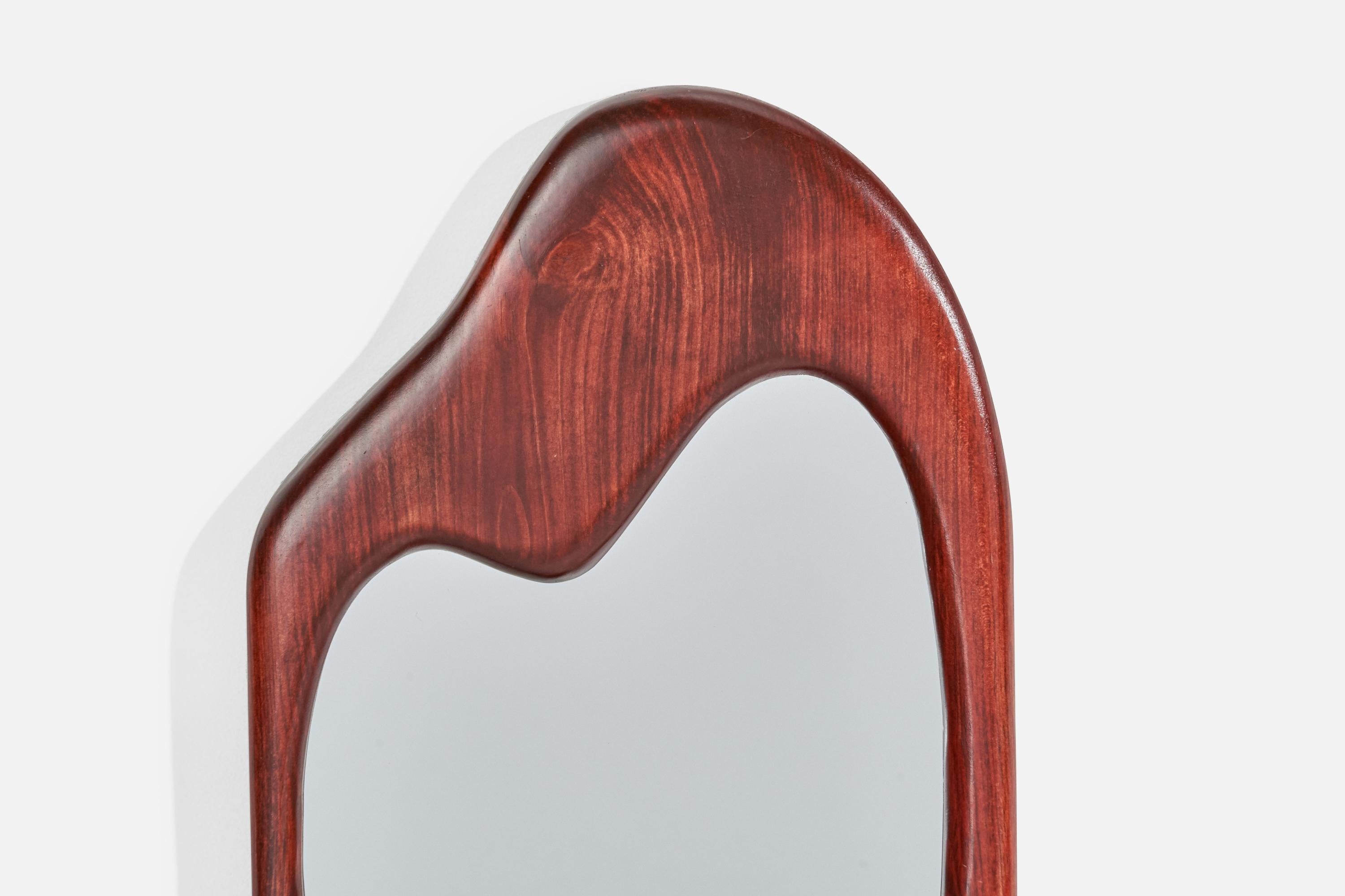 Fin du 20e siècle Designer américain, miroir de forme libre, chêne, États-Unis, 1970 en vente
