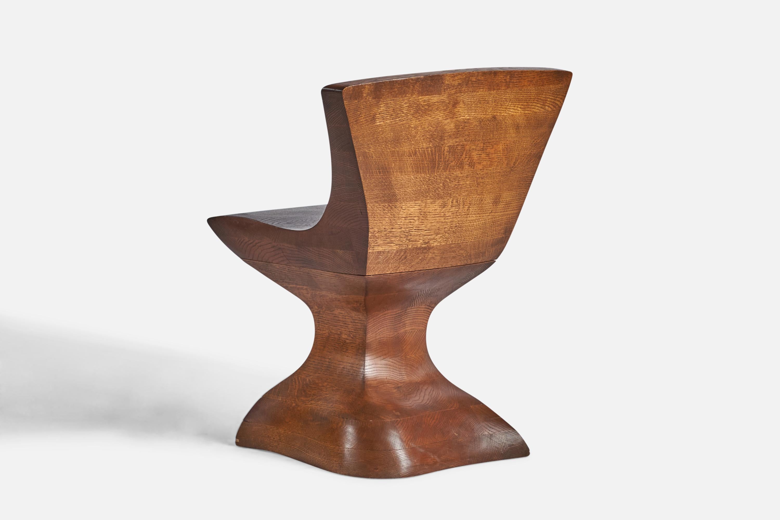 Diseñador americano, Silla auxiliar, Roble, EE.UU., Década de 1980 Estadounidense en venta