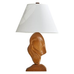 American Designer, Freeform Table Lamp, Oak, USA, 1950s