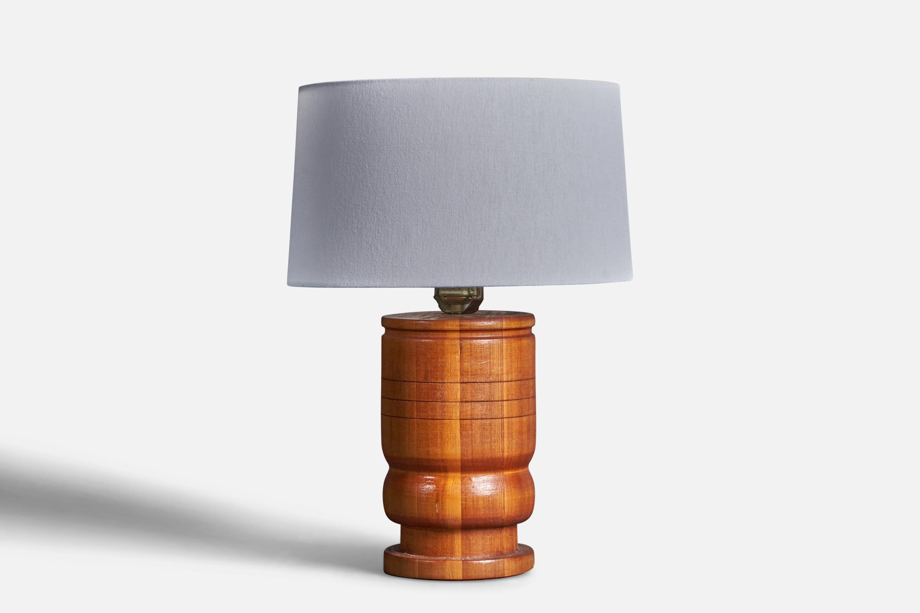Mid-20th Century American Designer, Freeform Table Lamp, Solid Wood, Fabric, United States, 1960s For Sale