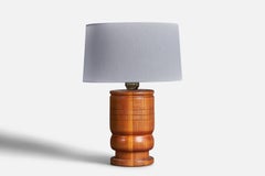 American Designer, Freeform Table Lamp, Solid Wood, Fabric, United States, 1960s