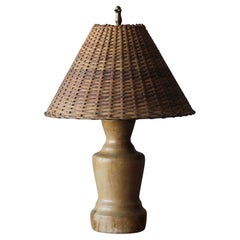 American Designer, Freeform Table Lamp, Solid Wood Rattan, United States, 1960s