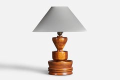 Diseñador americano, Lámpara de mesa de forma libre, madera maciza de ratán, Estados Unidos, años 60