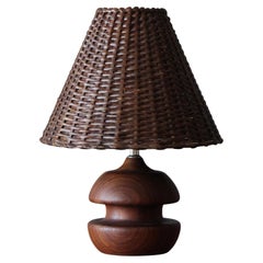 American Designer, Freeform Table Lamp, Teak, Rattan, United States, 1960s