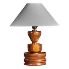 American Designer, Freeform Table Lamp, Wood, United States, 1960s
